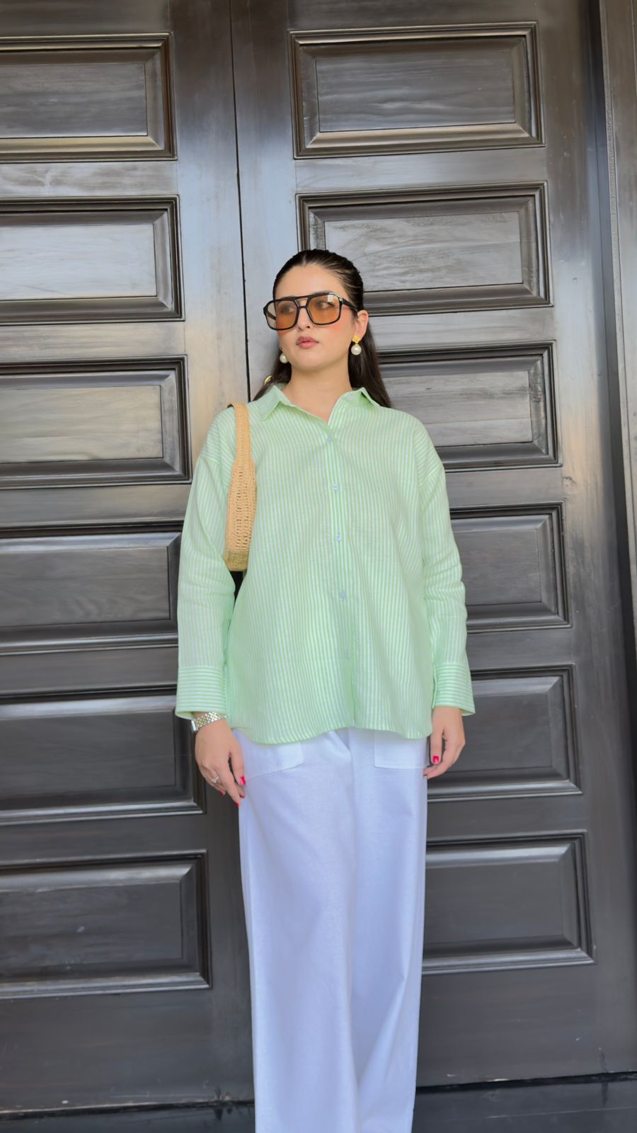 Lime Green & White Stripes