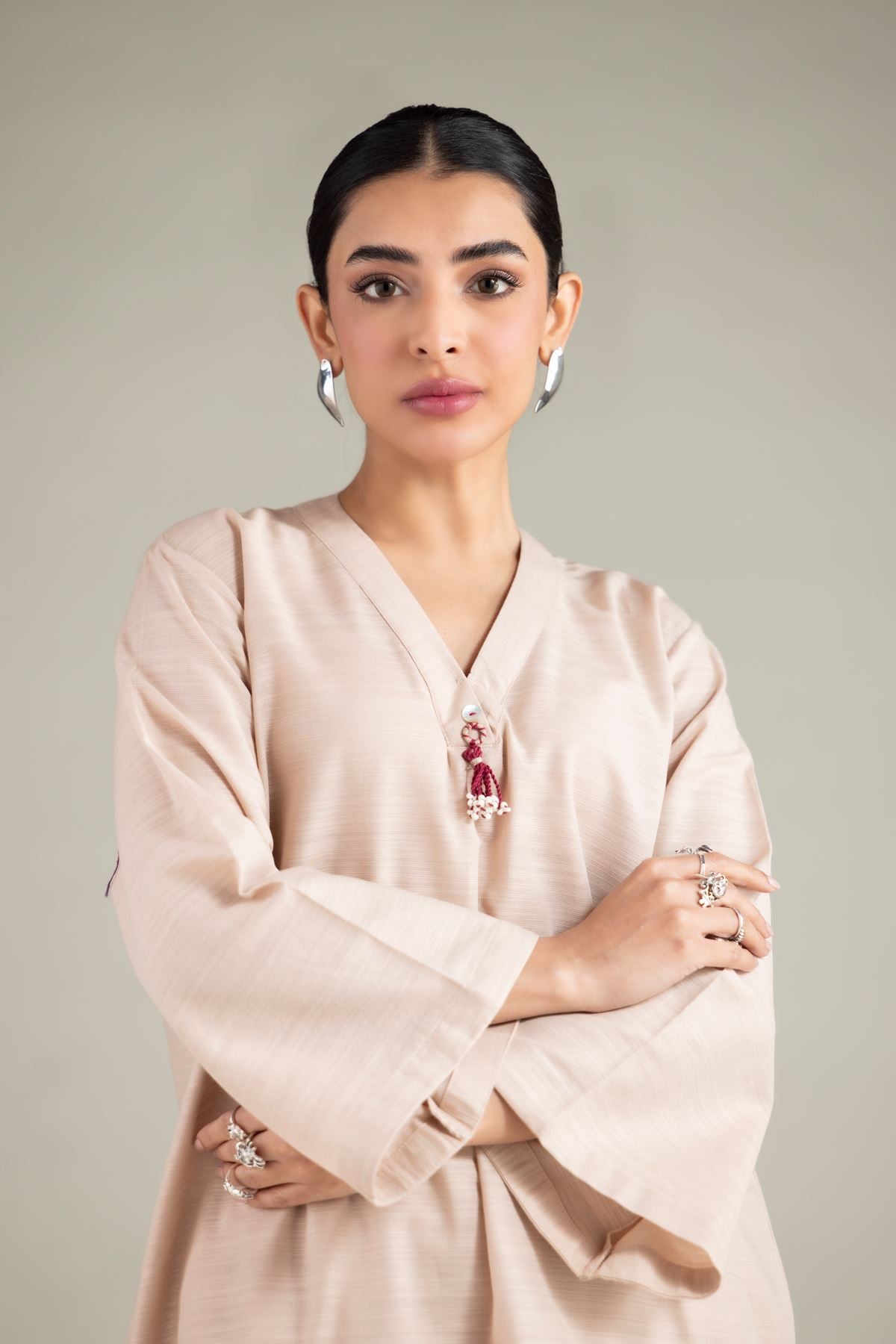 V-Neck Tassel Kurta