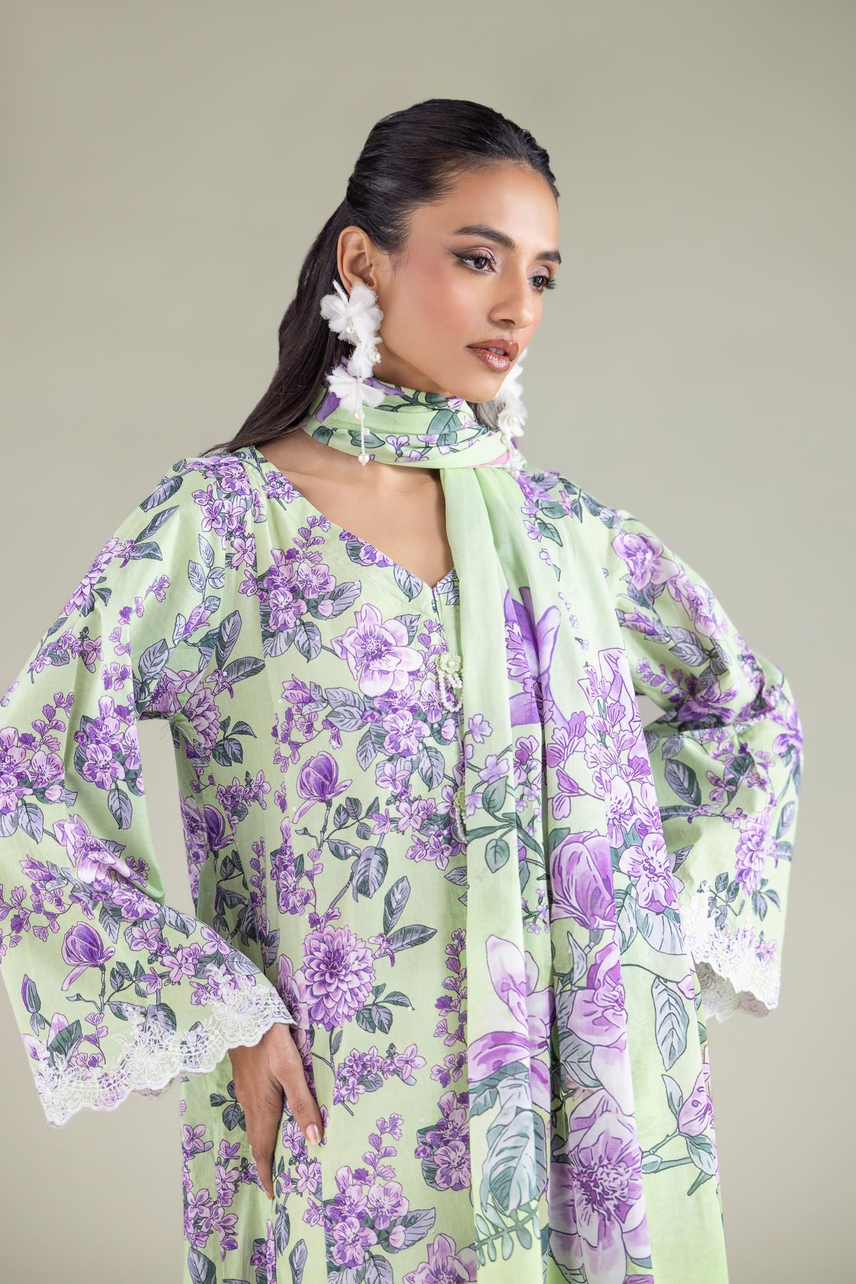 Floral Tassel Dupatta