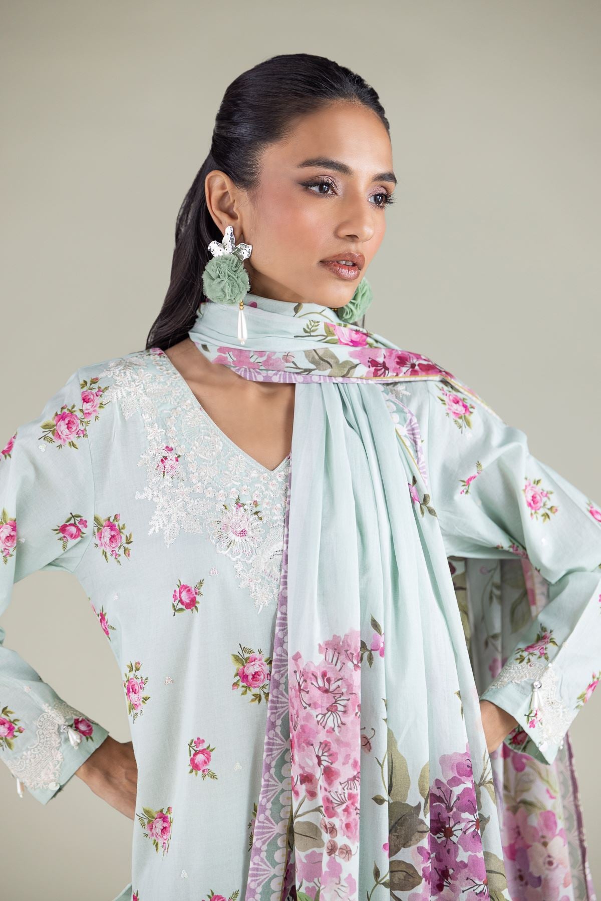 Floral Lace Dupatta
