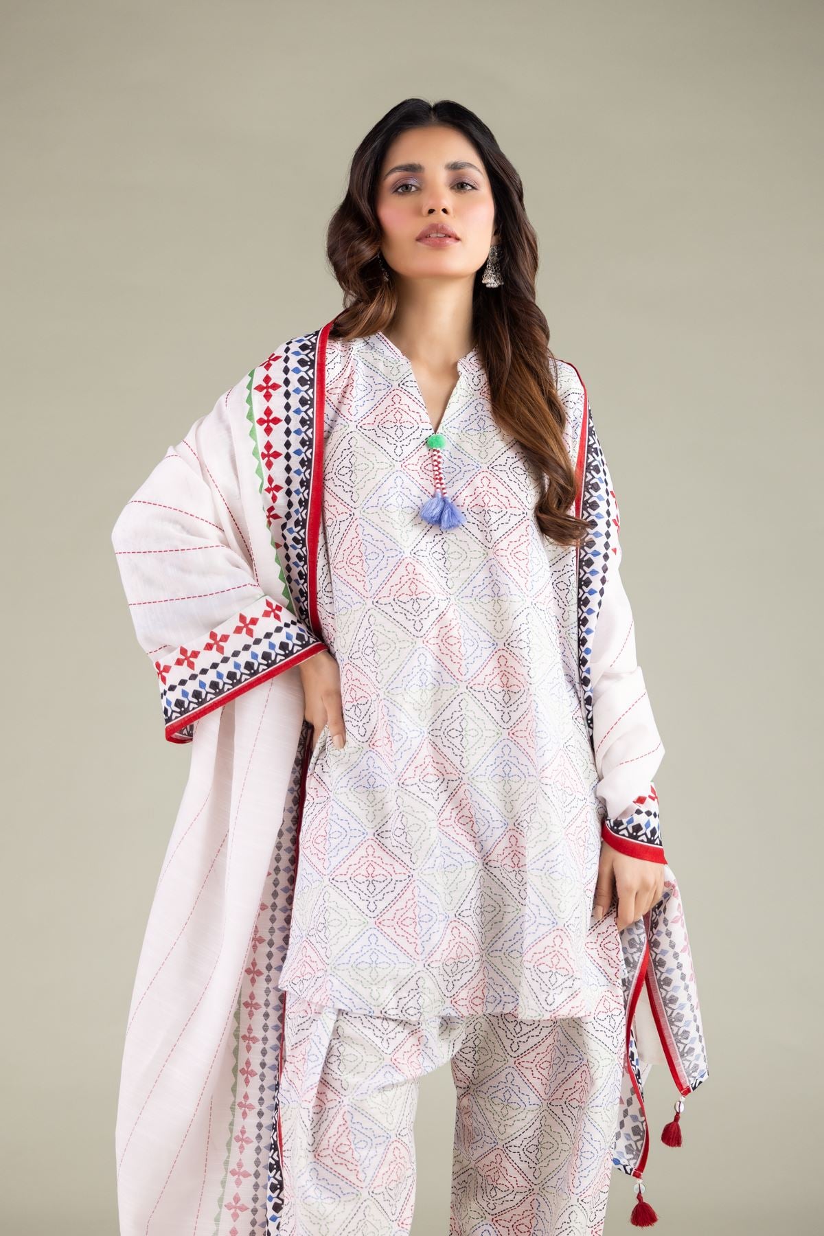 Geometric Tassel Kurta