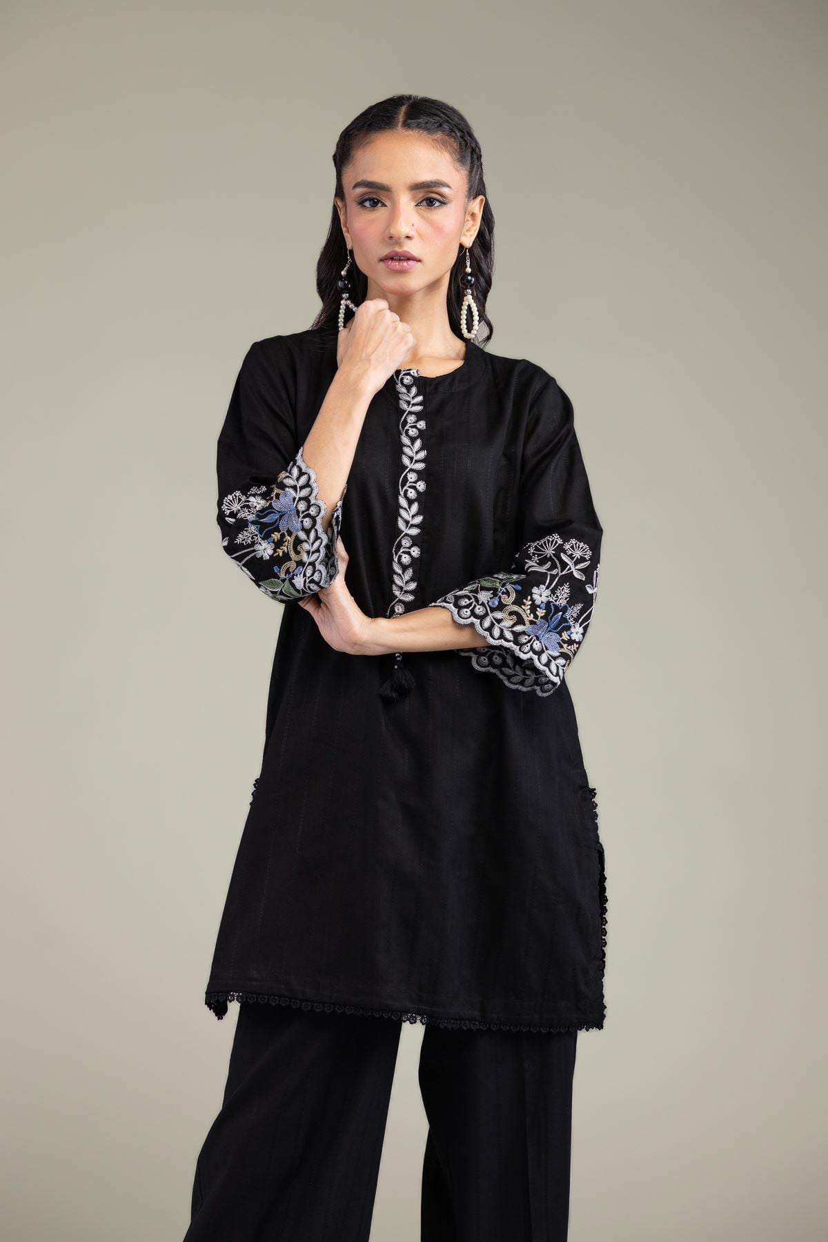 Black Cotton Kurta