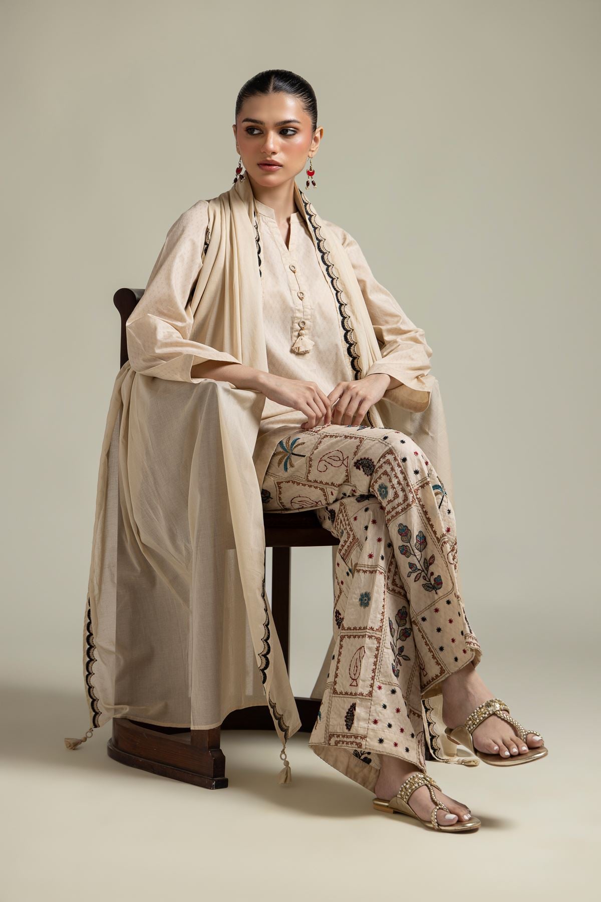 Beige Cotton Kurta