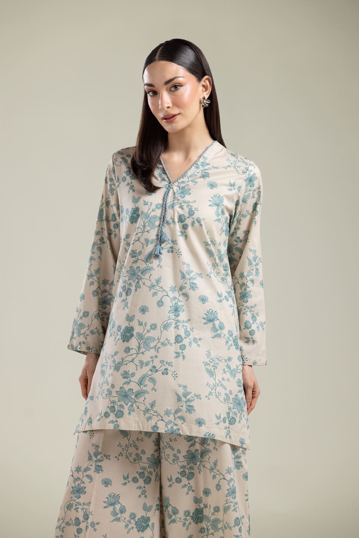 Floral V-Neck Kurta