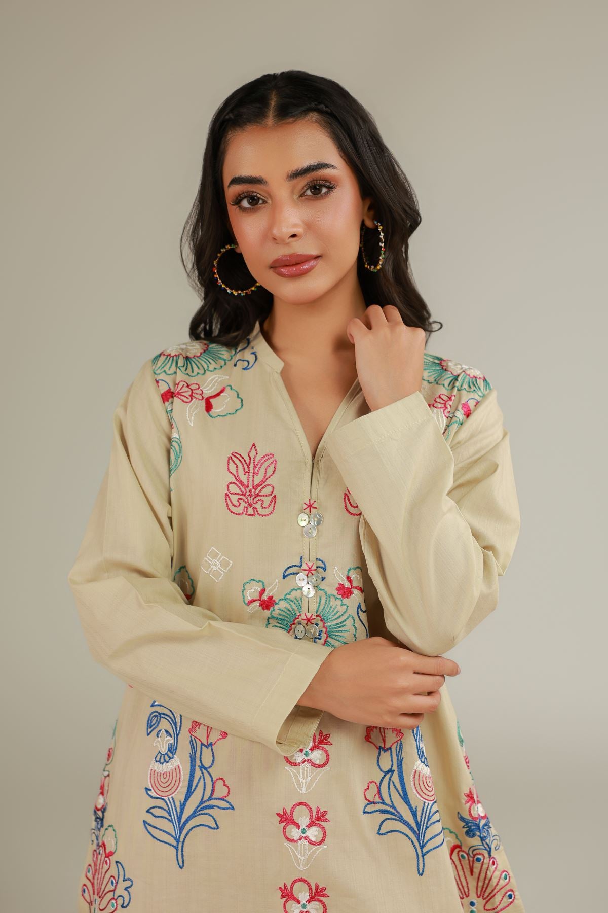 Floral Beige Kurta