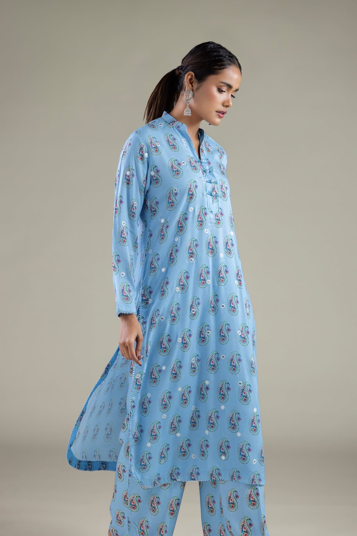 Paisley Band Collar Kurta