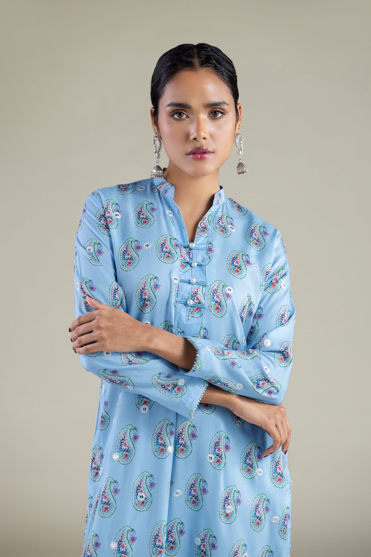 Paisley Band Collar Kurta