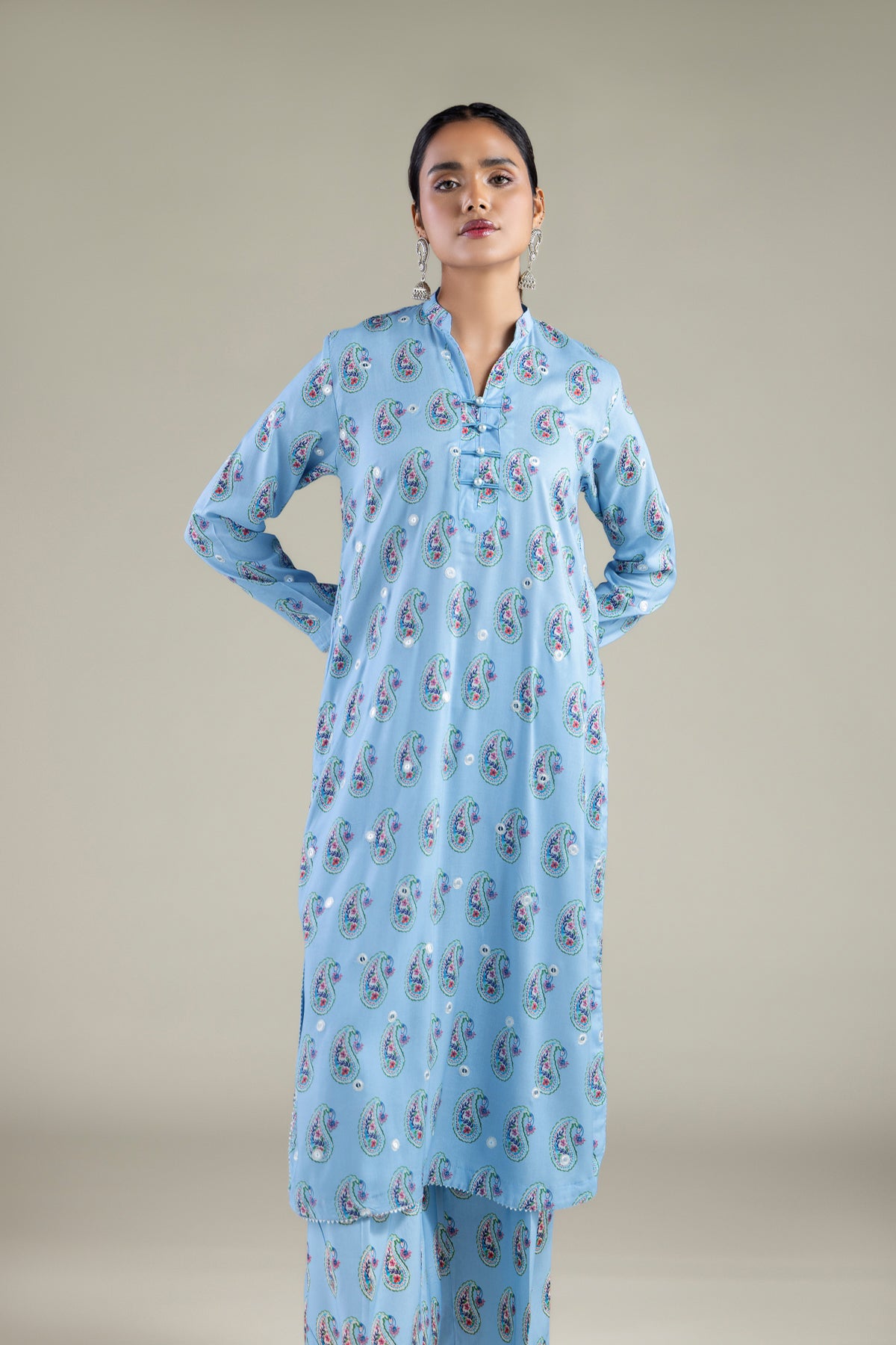 Paisley Band Collar Kurta