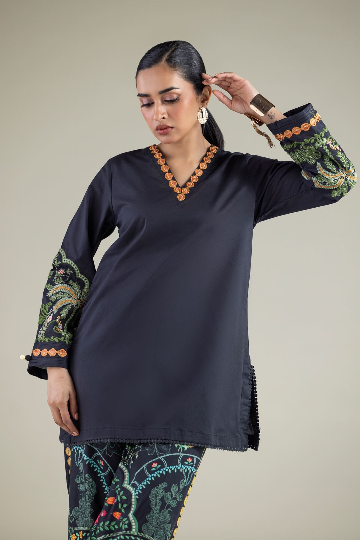 Black Cambric Kurta