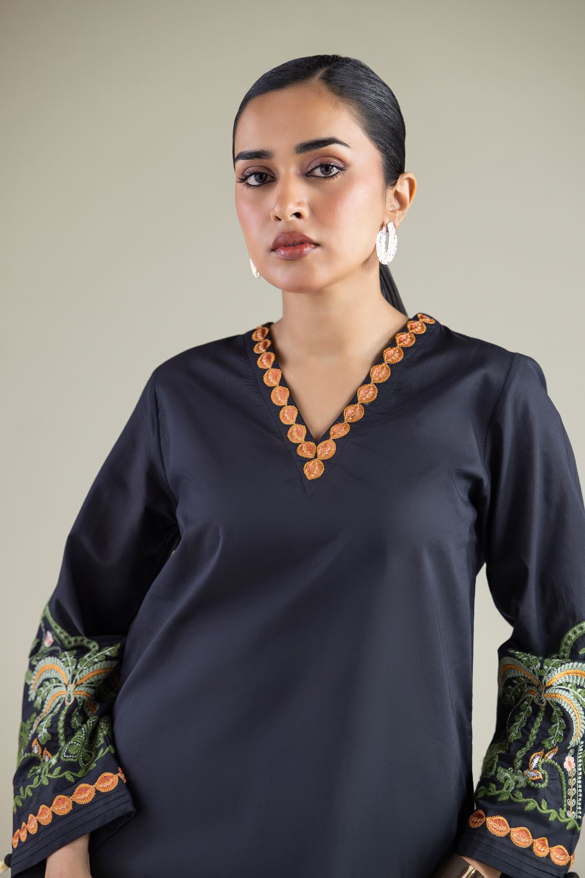 Black Cambric Kurta