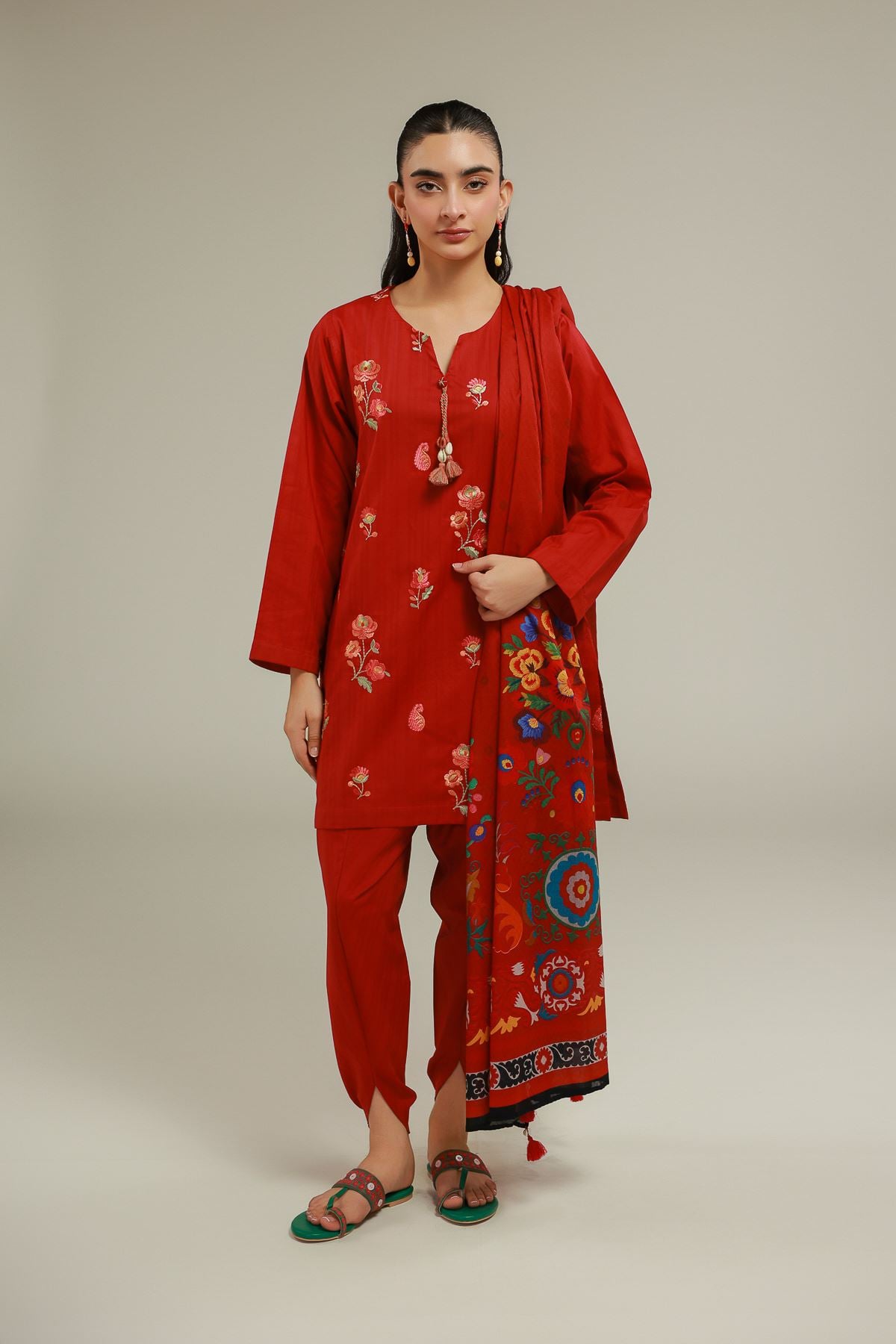 Red Floral Shalwar