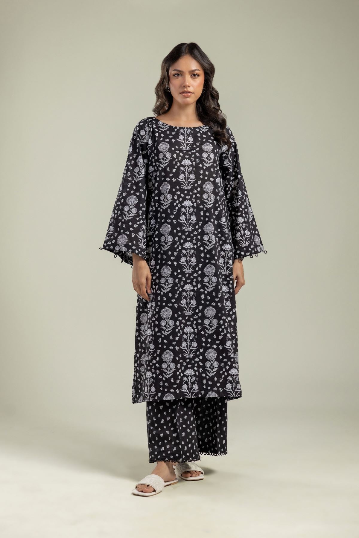 Black Floral Kurta