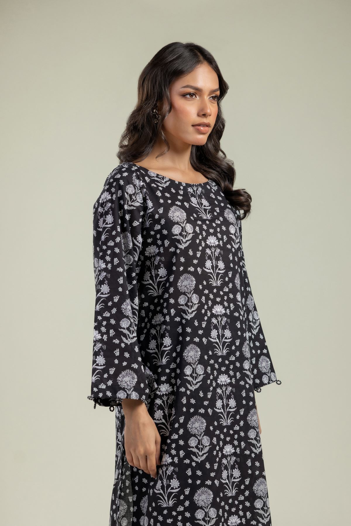 Black Floral Kurta