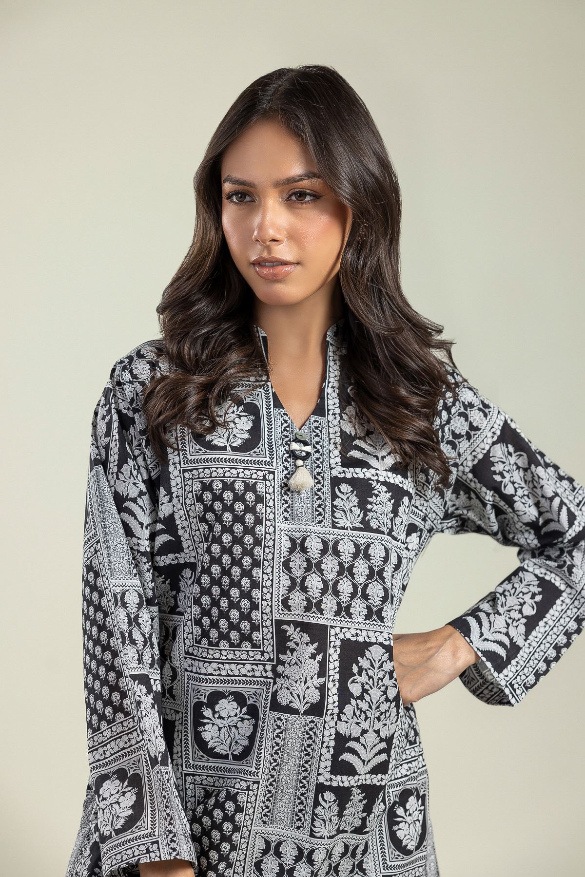 Black Floral Kurta