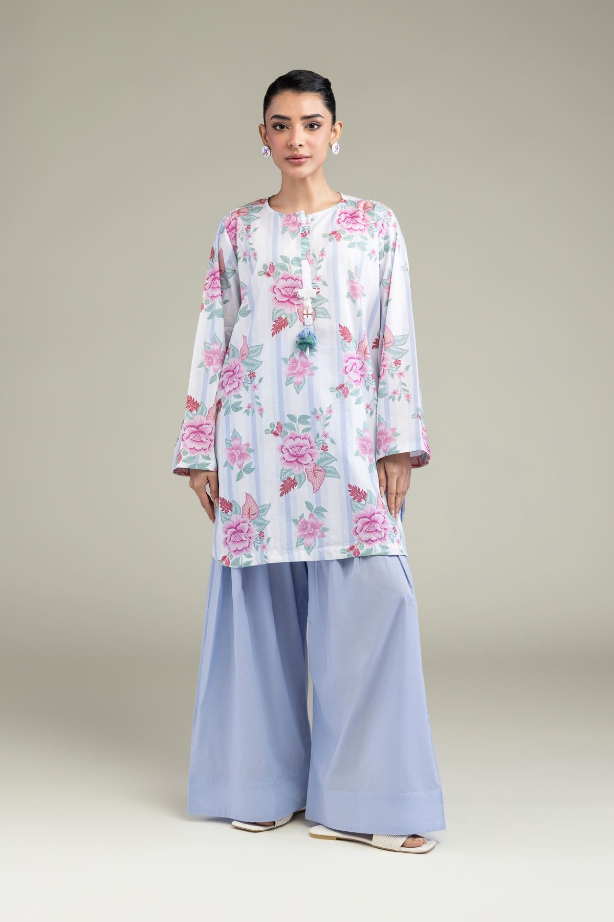 White Floral Kurta