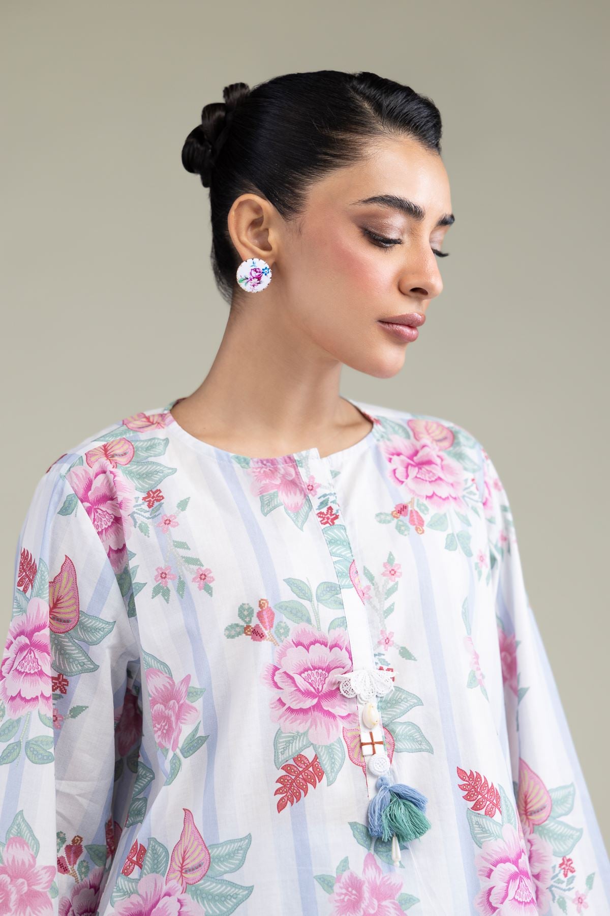 White Floral Kurta