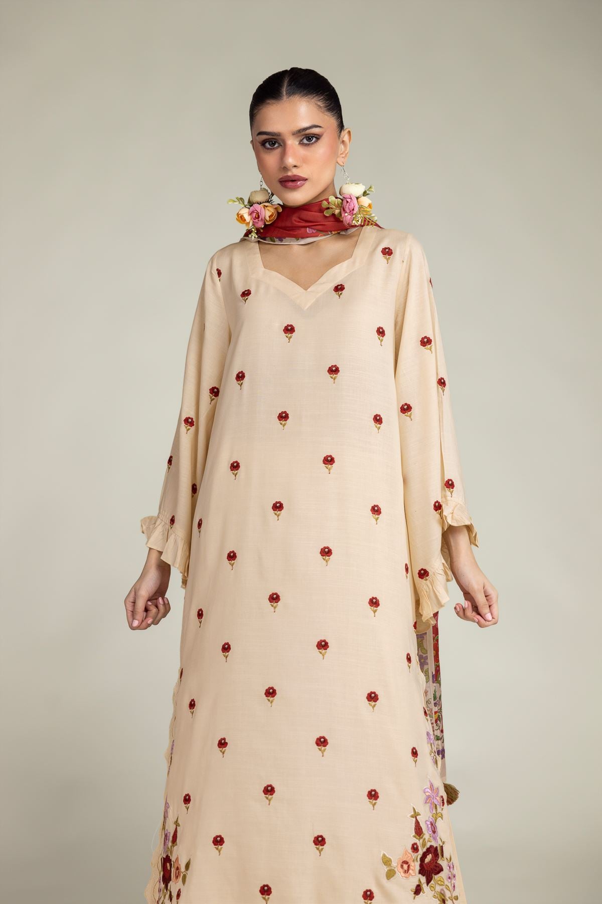 Floral Silk Kurta