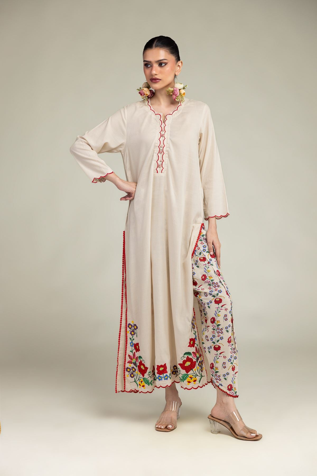 Floral Silk Shalwar