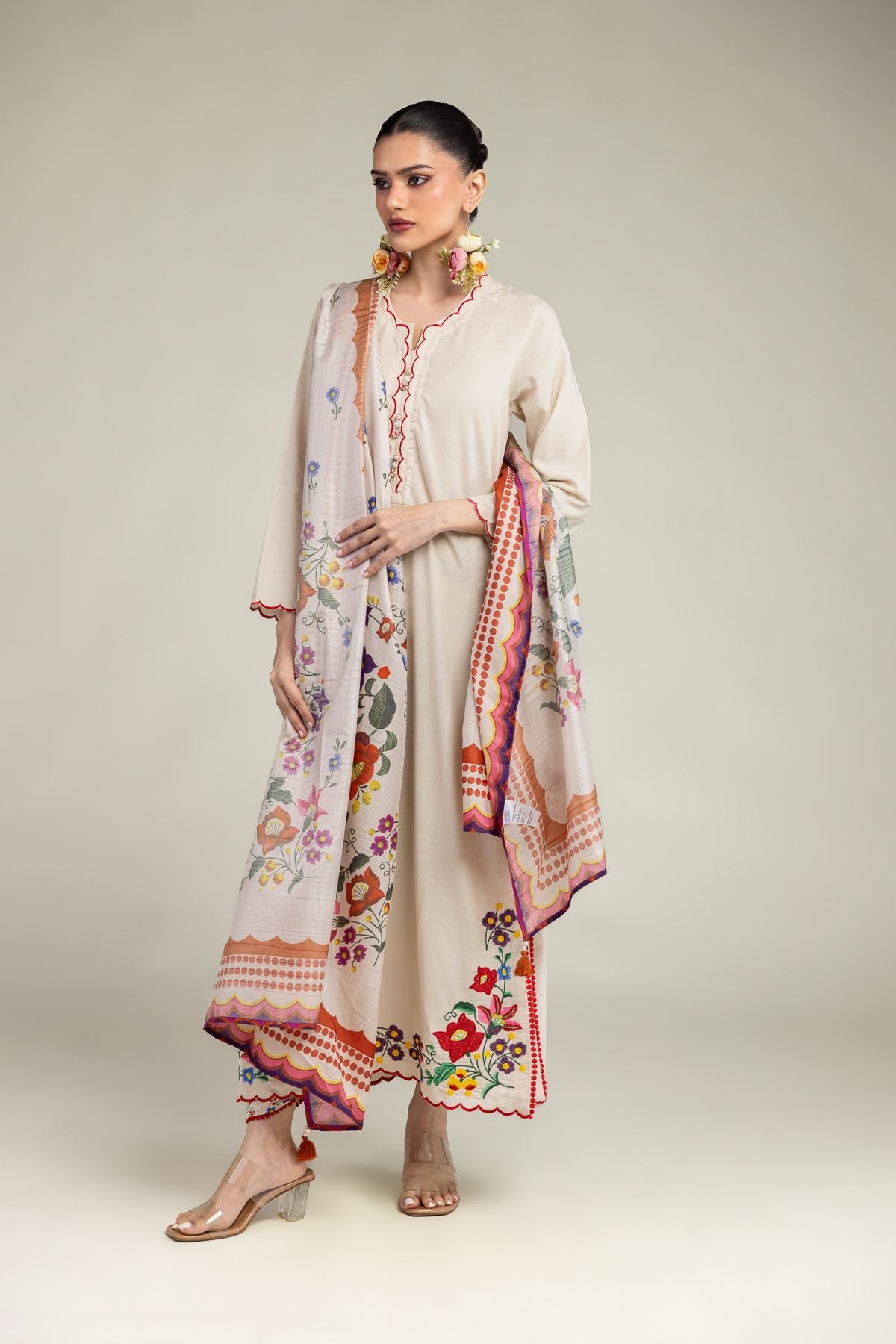 Floral Silk Dupatta