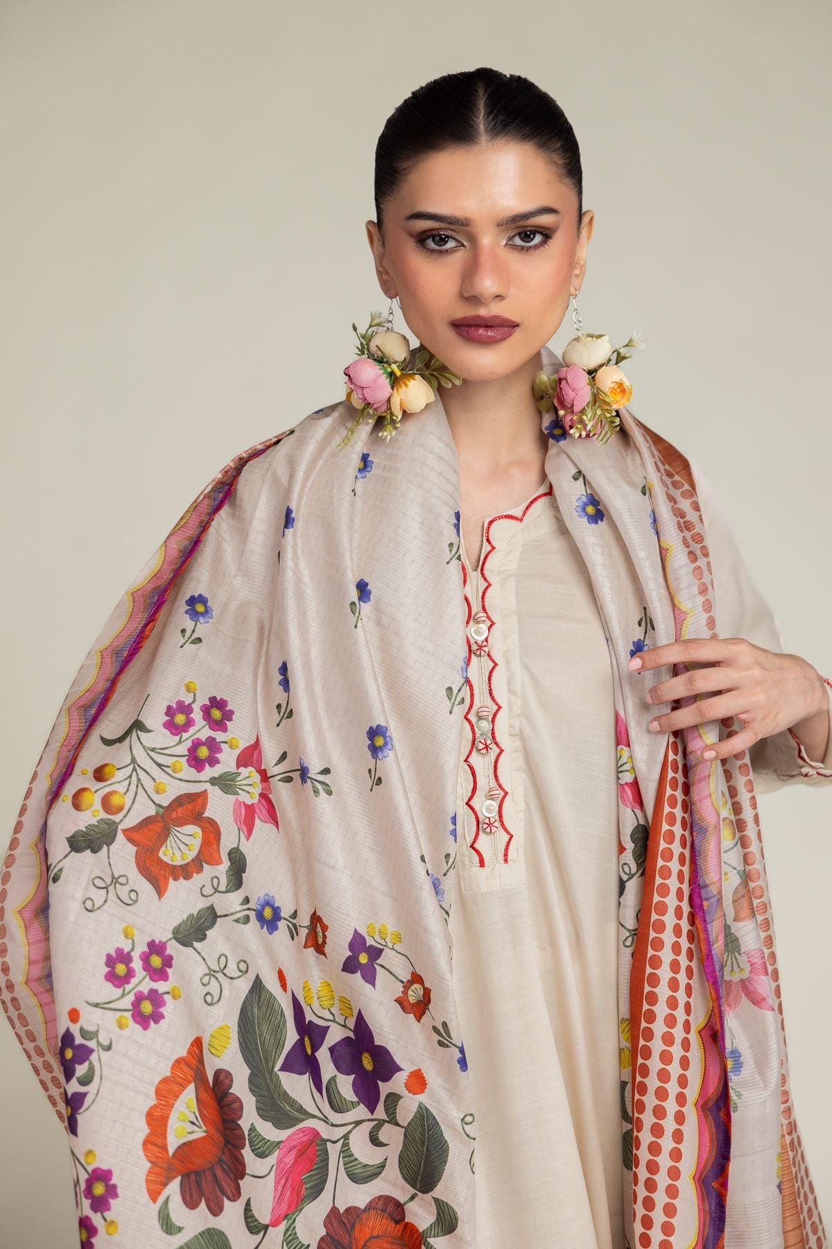 Floral Silk Dupatta