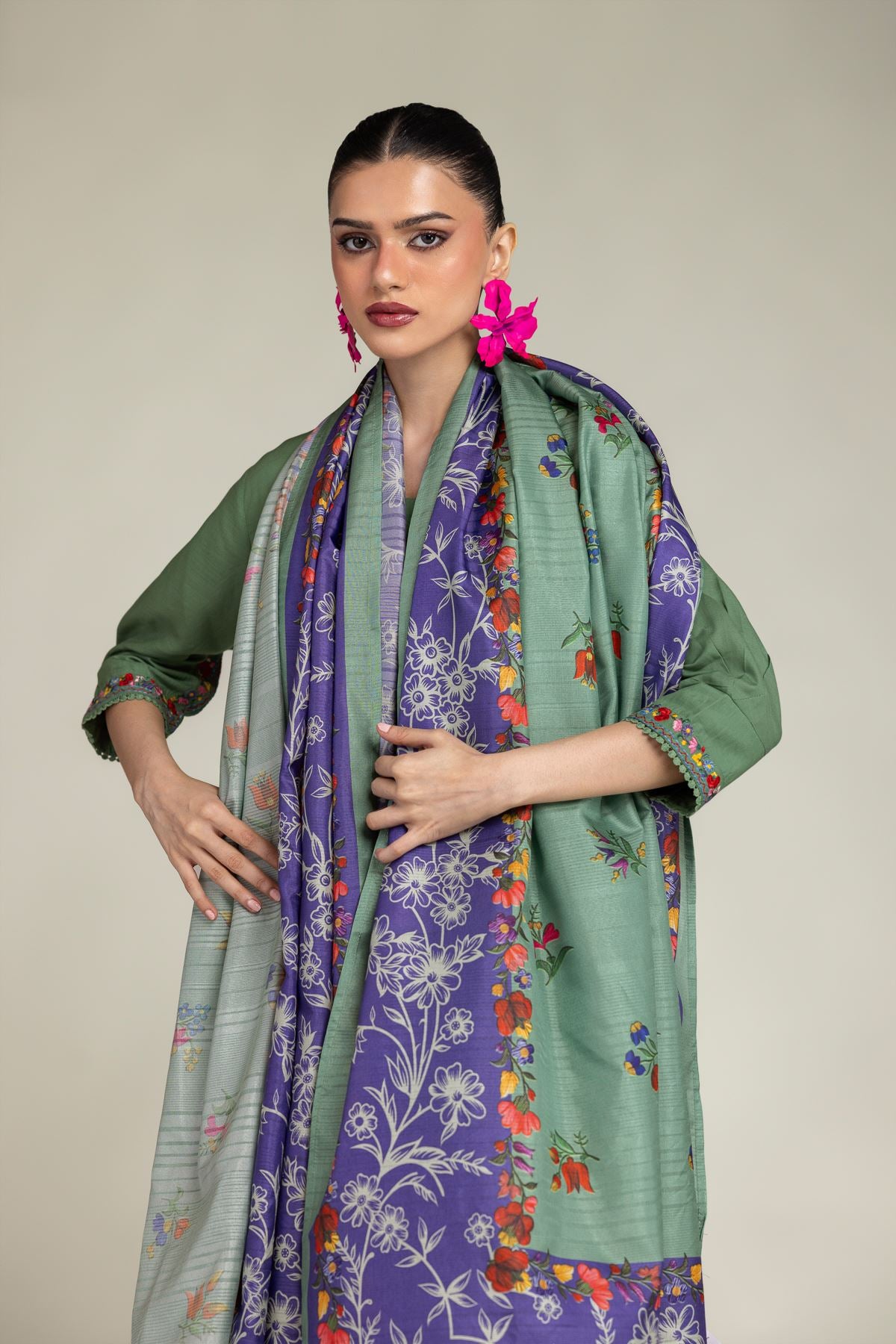 Floral Silk Dupatta