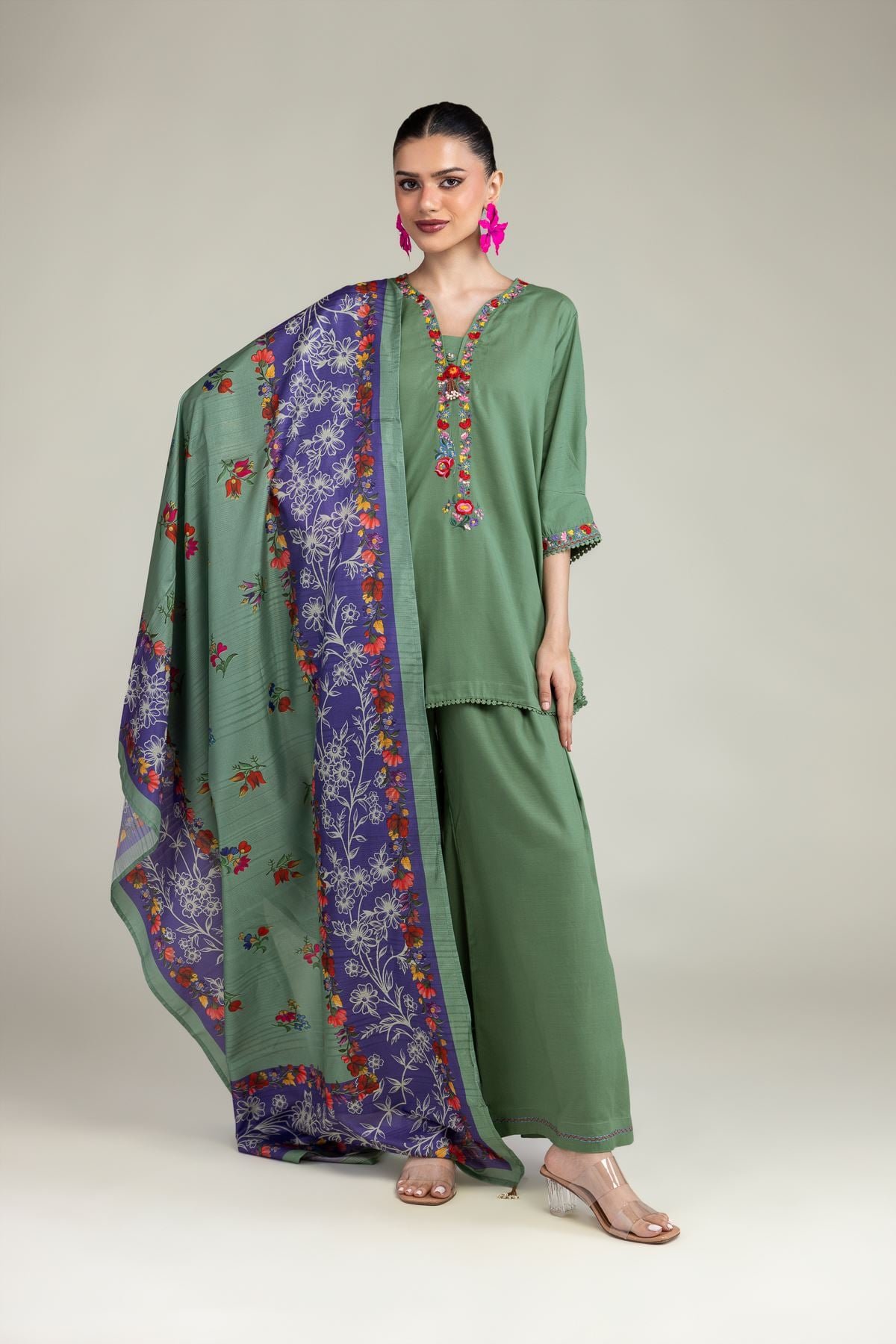 Floral Silk Dupatta