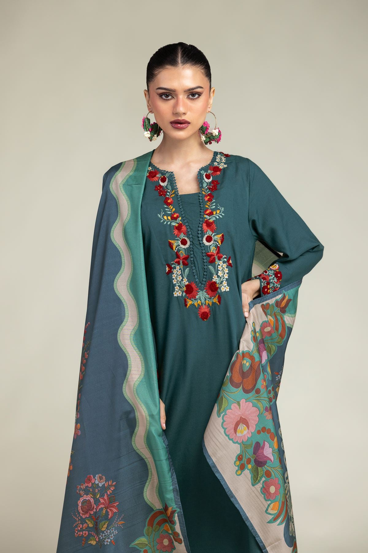 Floral Silk Dupatta