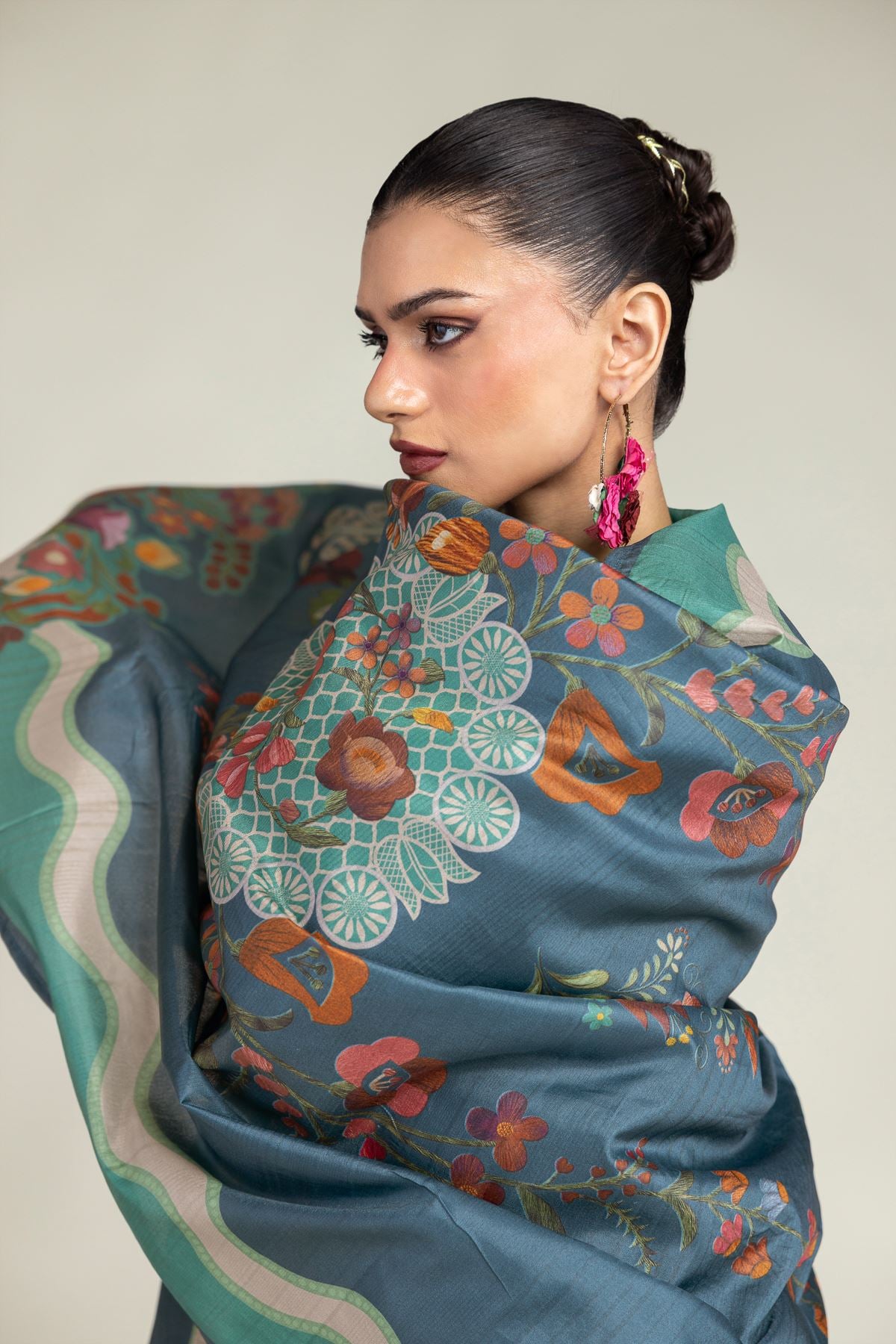 Floral Silk Dupatta
