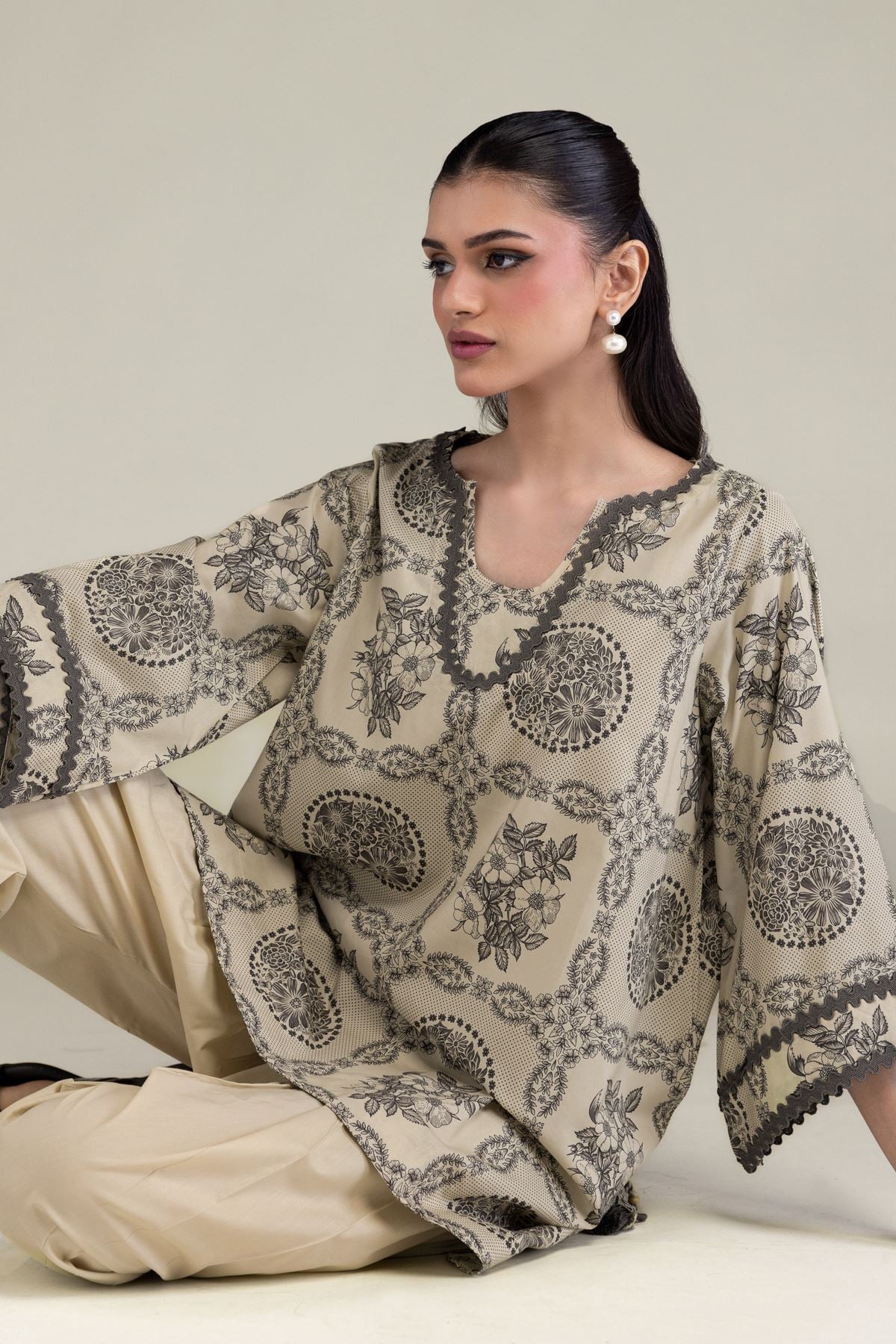 Short Floral Kurta