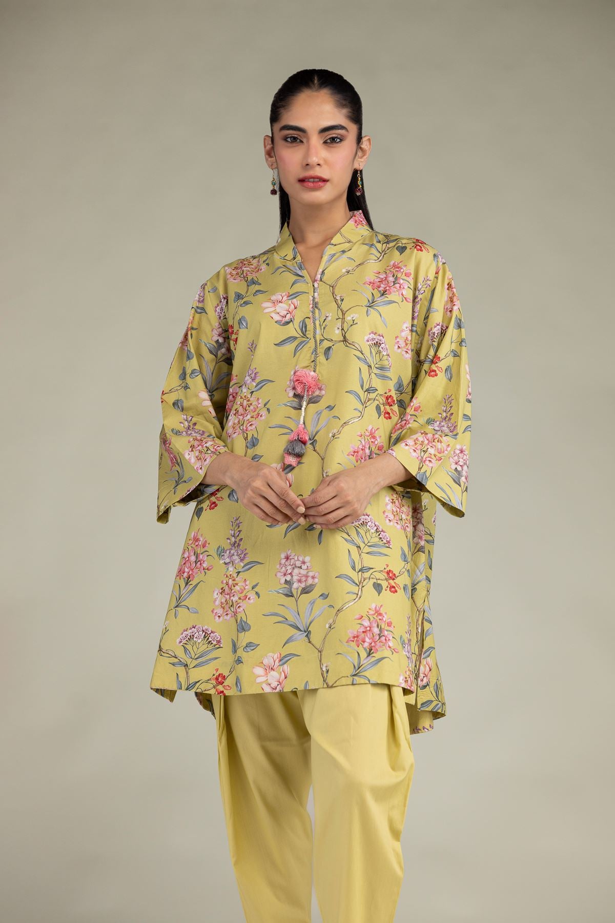 Floral V-Neck Kurta