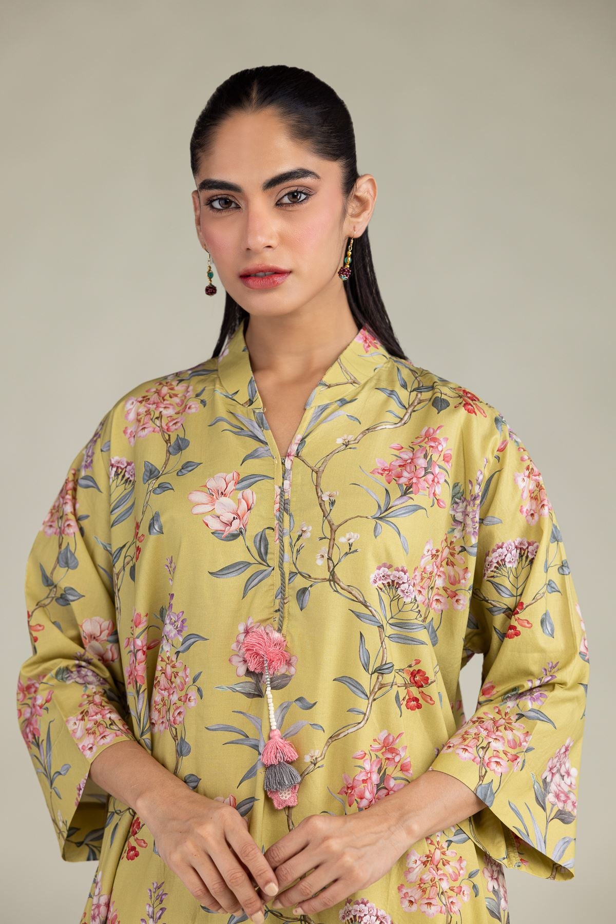Floral V-Neck Kurta