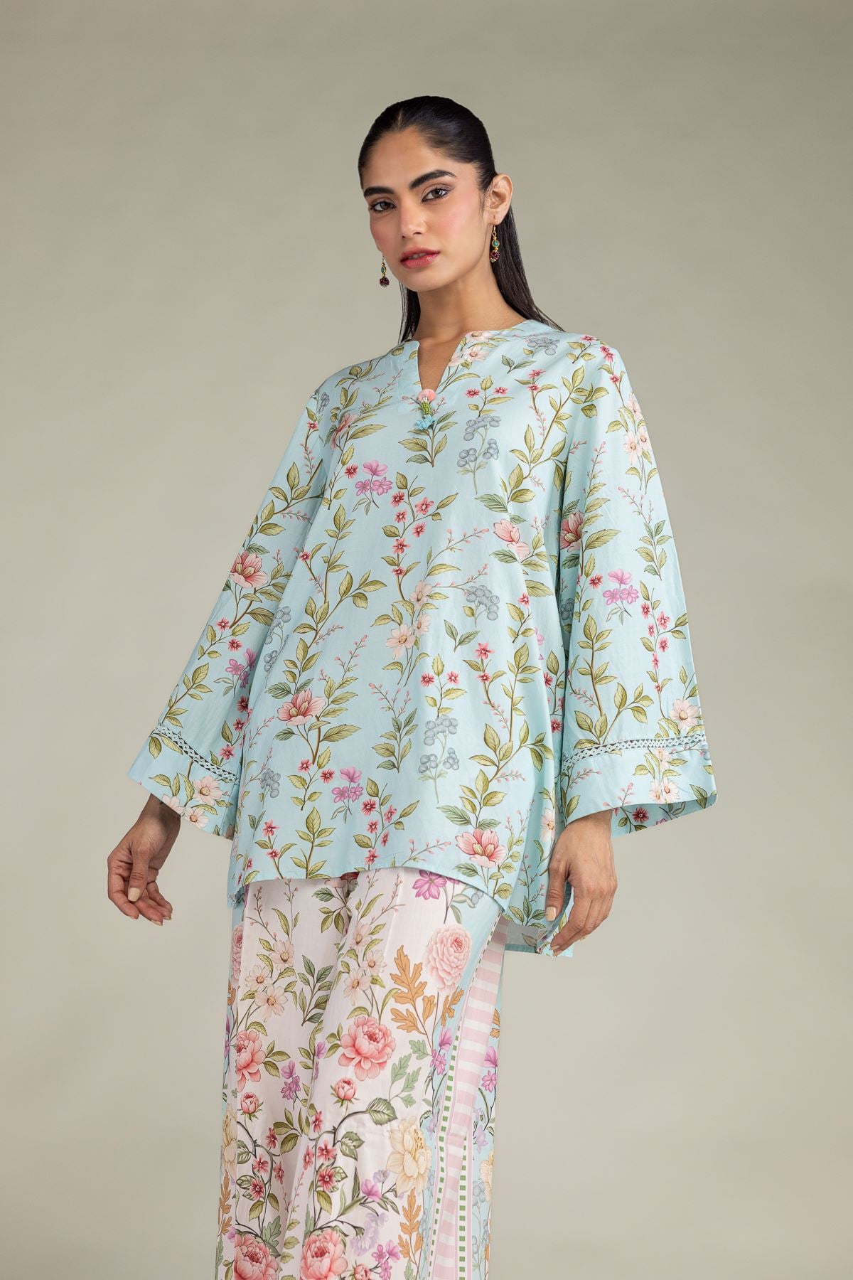 Blue V-Neck Kurta
