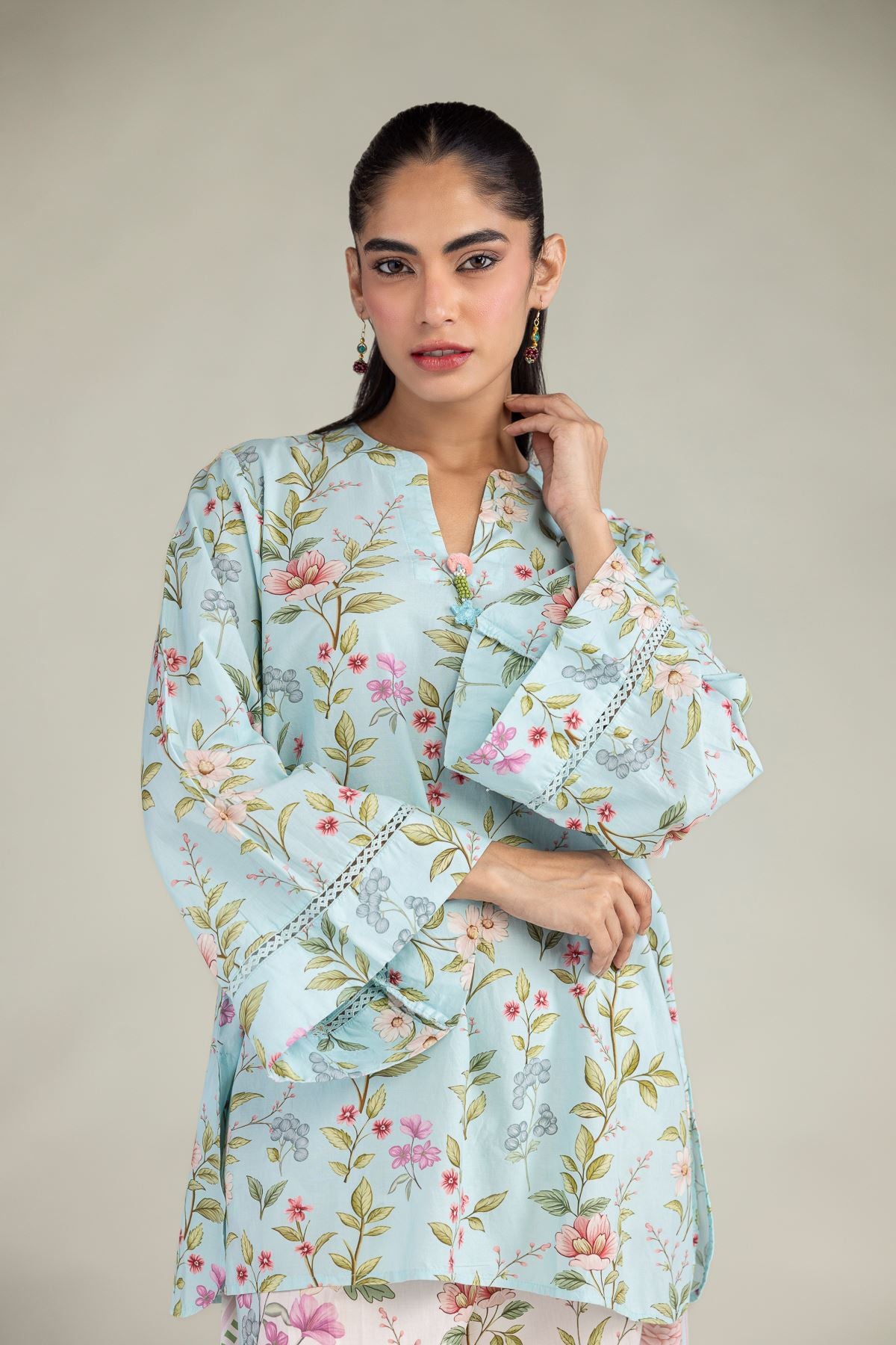Blue V-Neck Kurta
