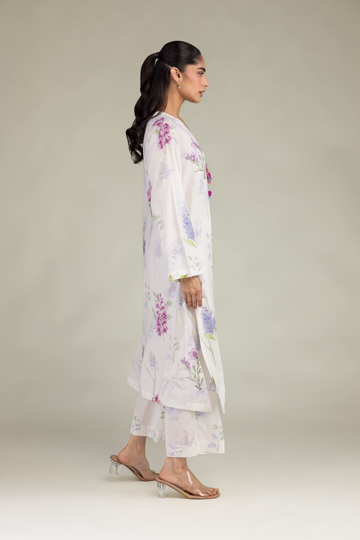 White V-Neck Kurta