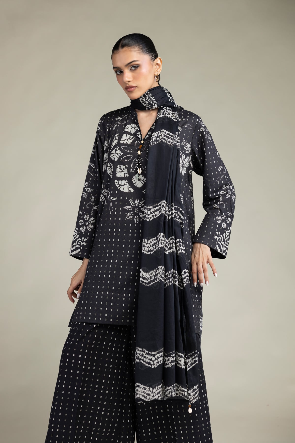 Printed V-Neck Kurta