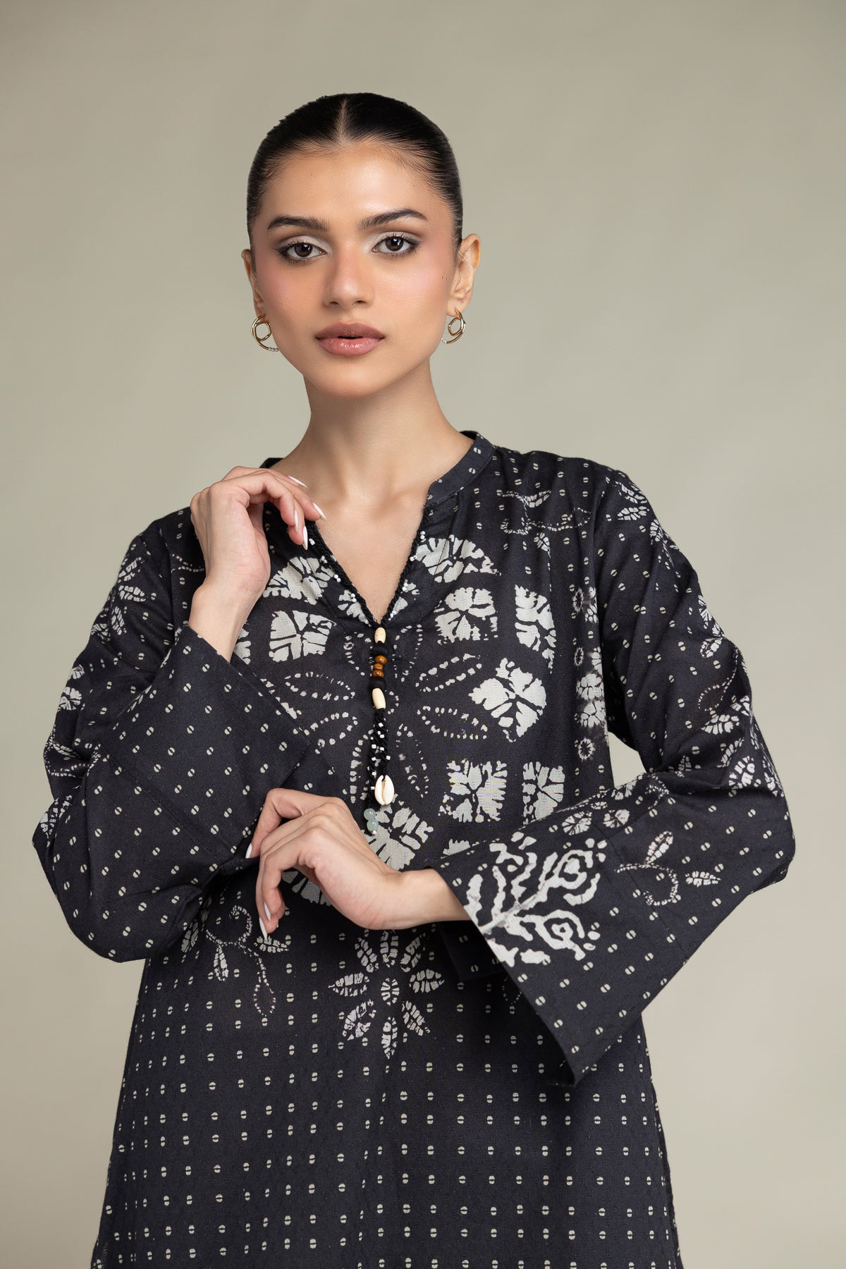 Printed V-Neck Kurta