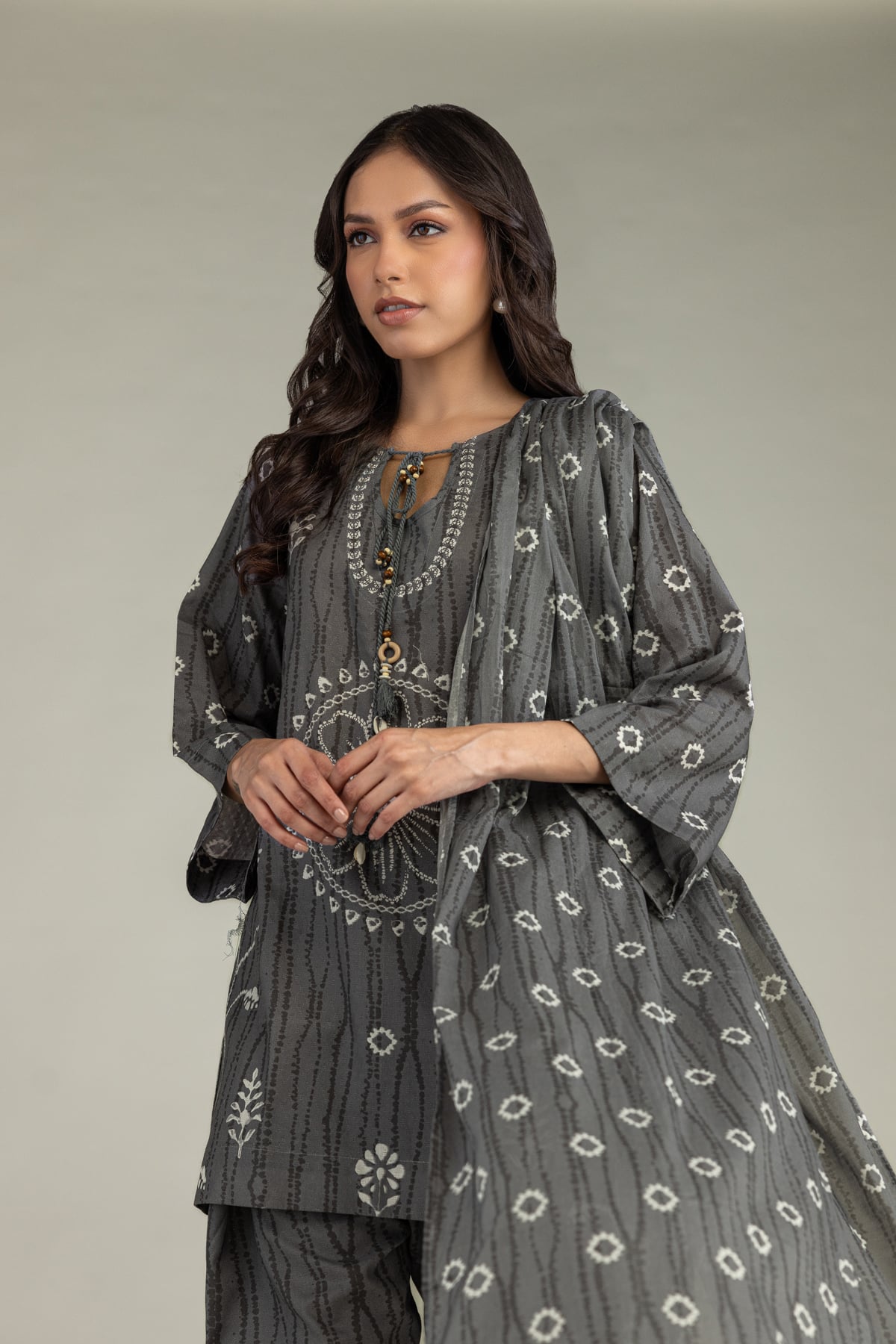 Gray Printed Dupatta