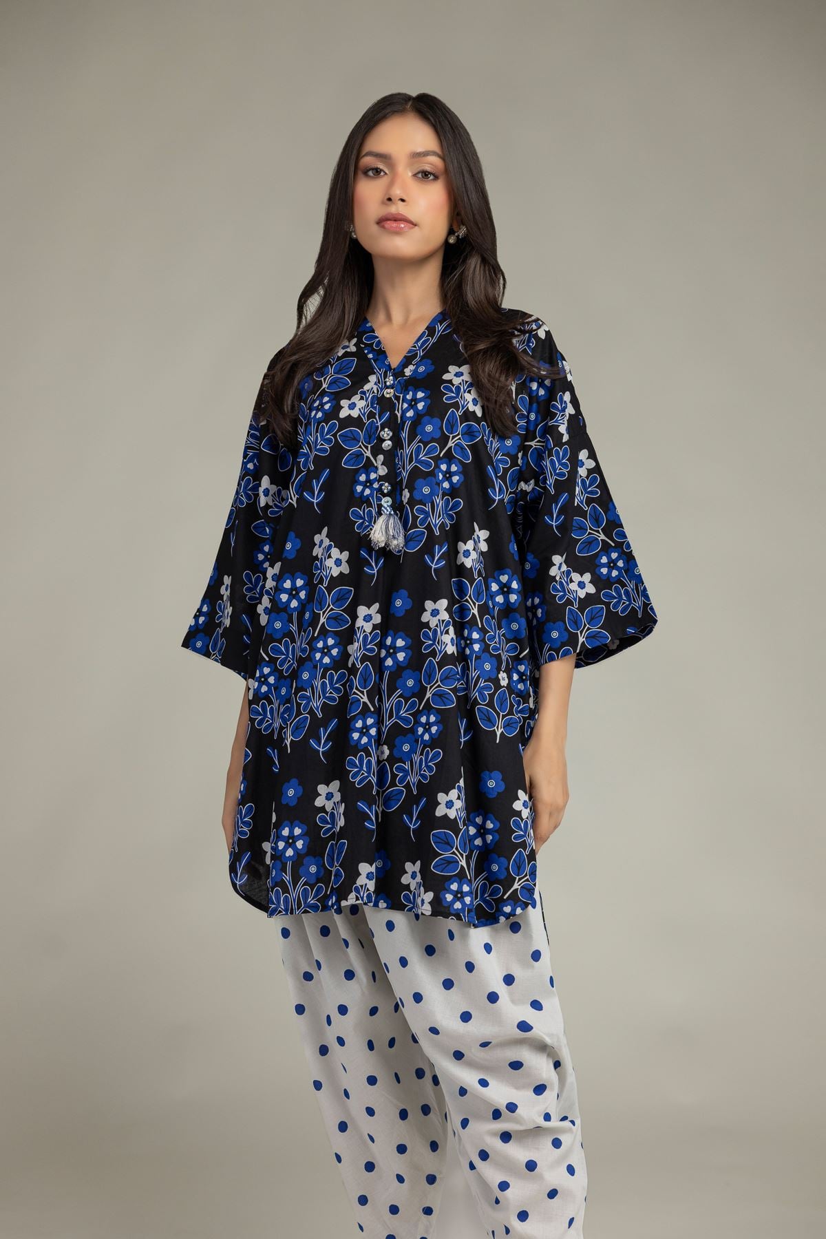 Floral V-Neck Kurta