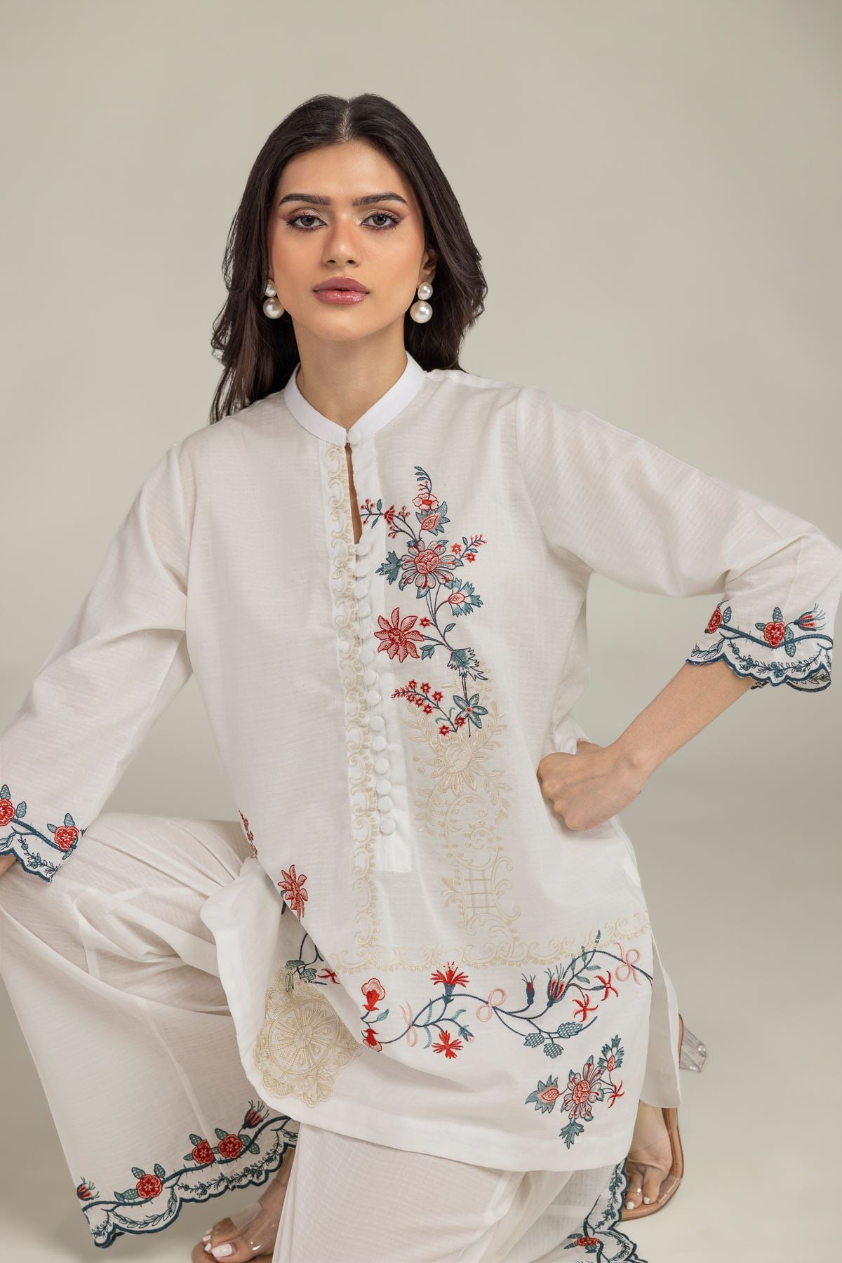 Short Floral Kurta