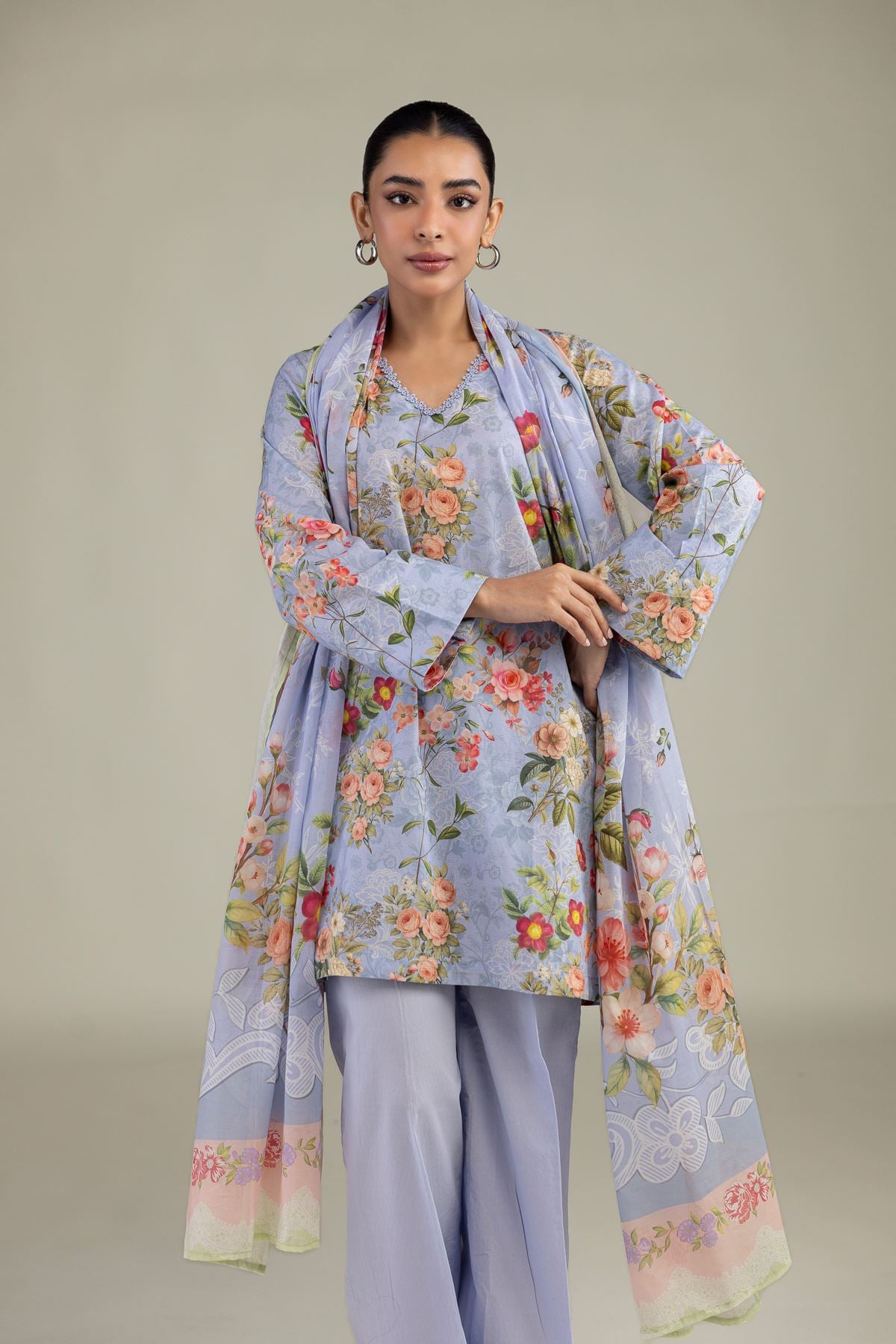Blue Floral Kurta