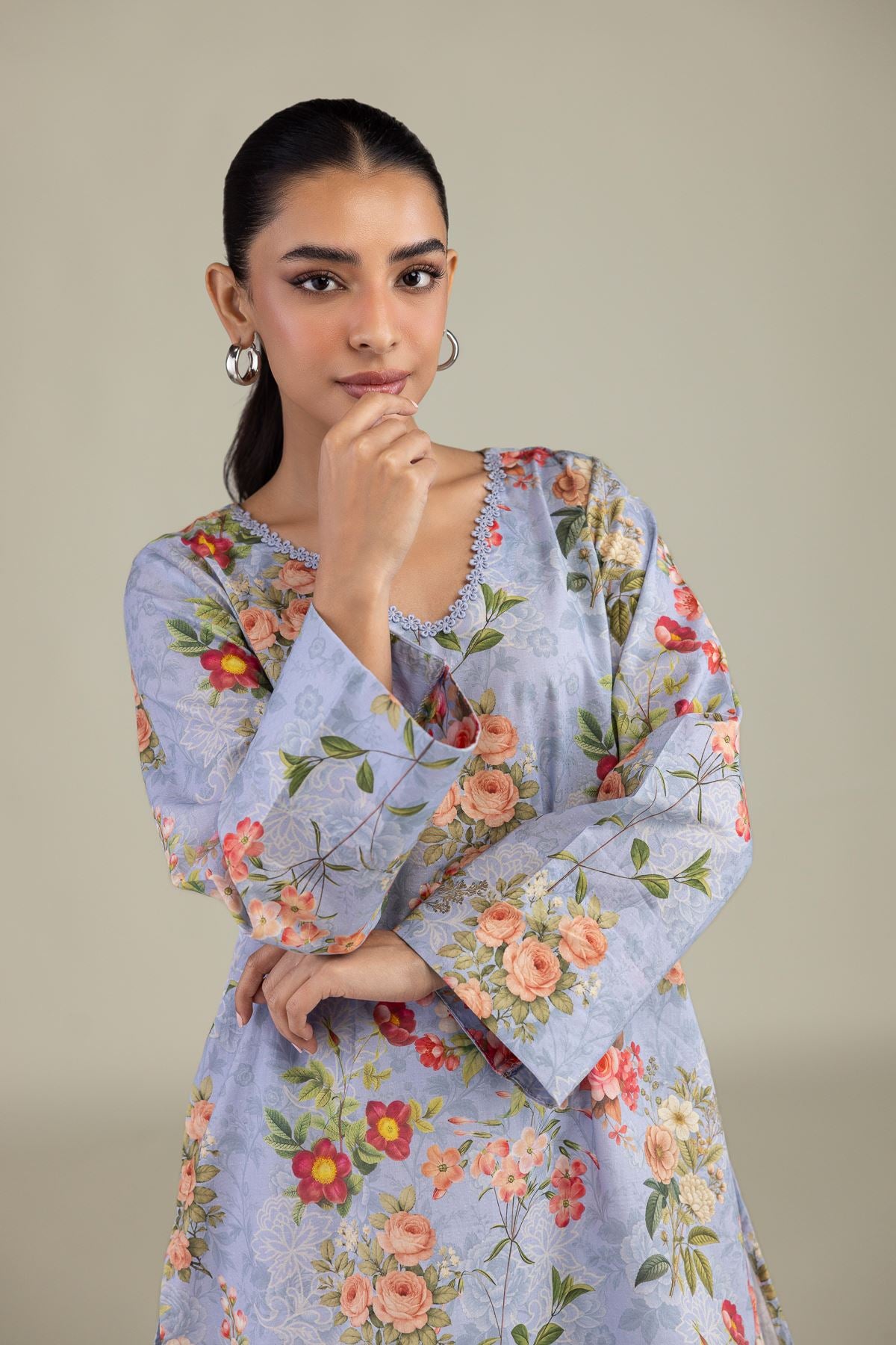 Blue Floral Kurta