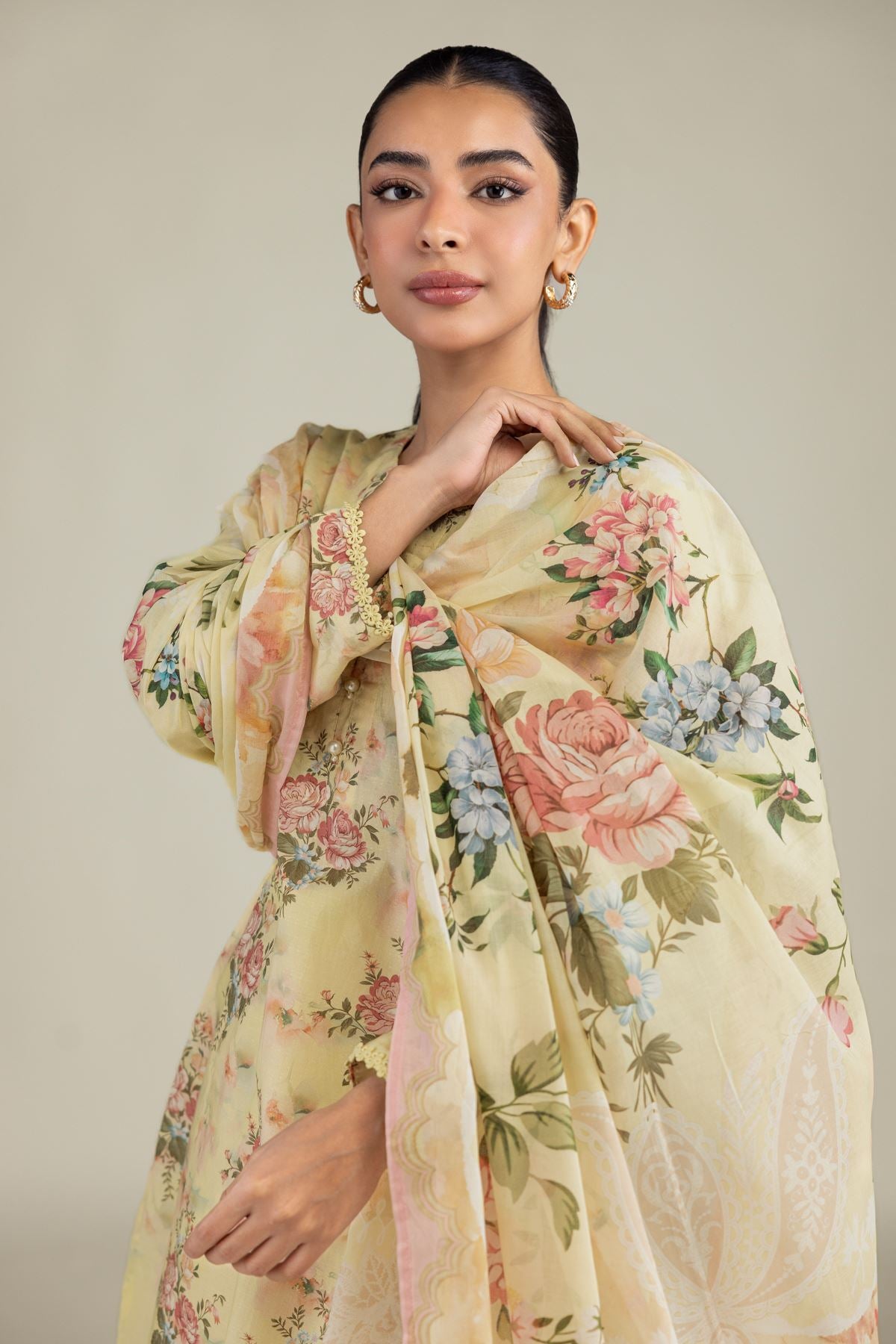 Floral Lawn Dupatta