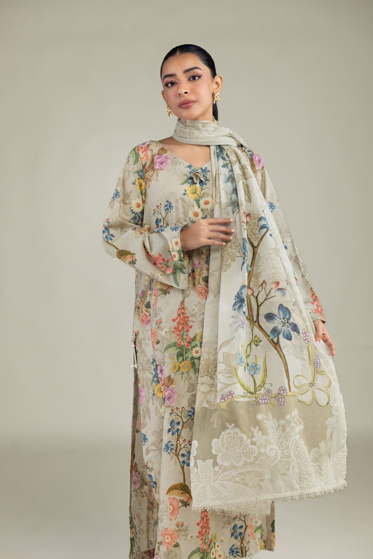Beige Lawn Dupatta