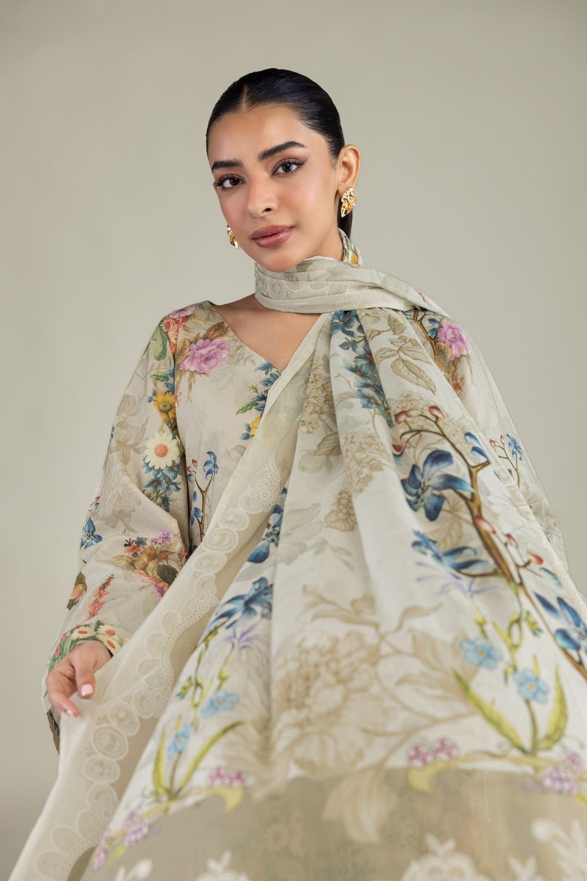 Beige Lawn Dupatta