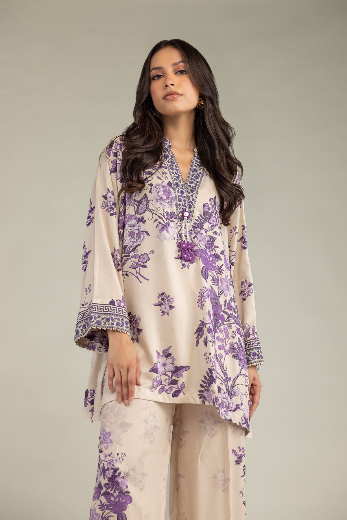 Floral V-Neck Kurta