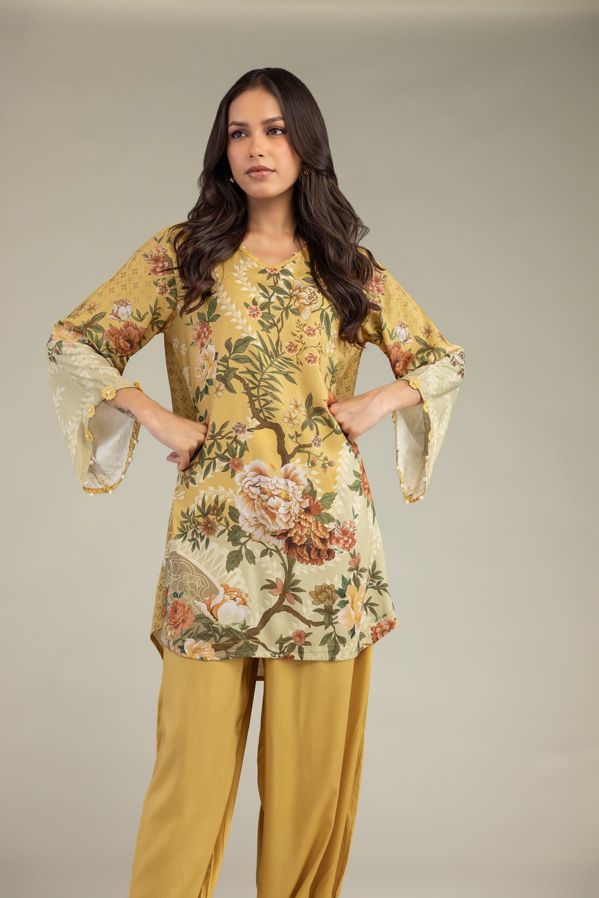 Short Floral Kurta