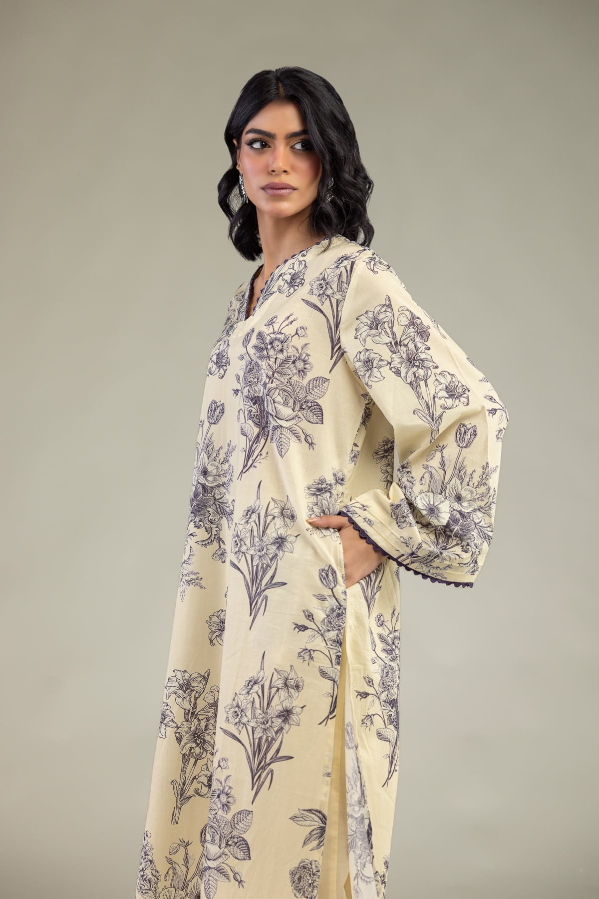 Long Floral Kurta