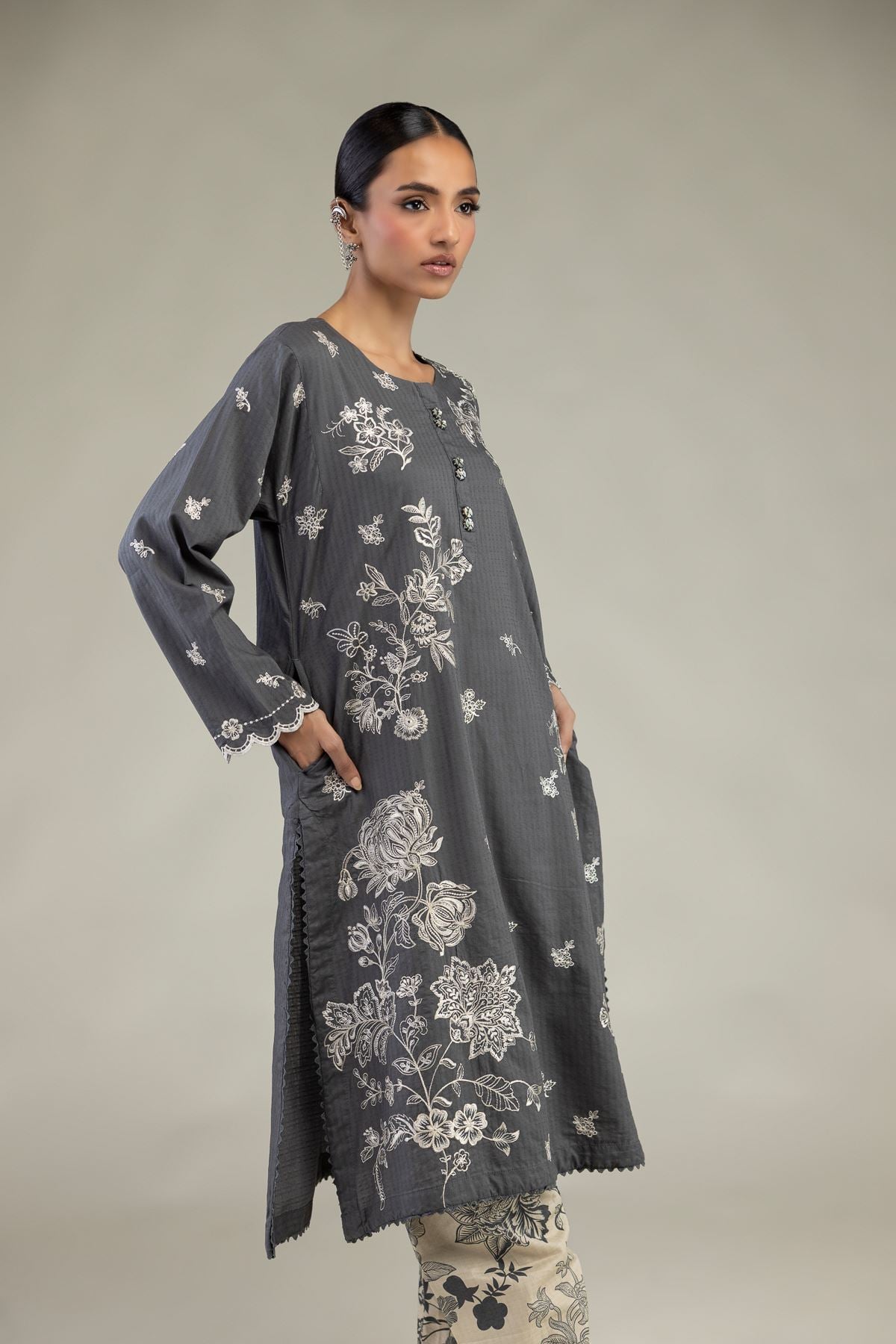 Gray Longline Kurta