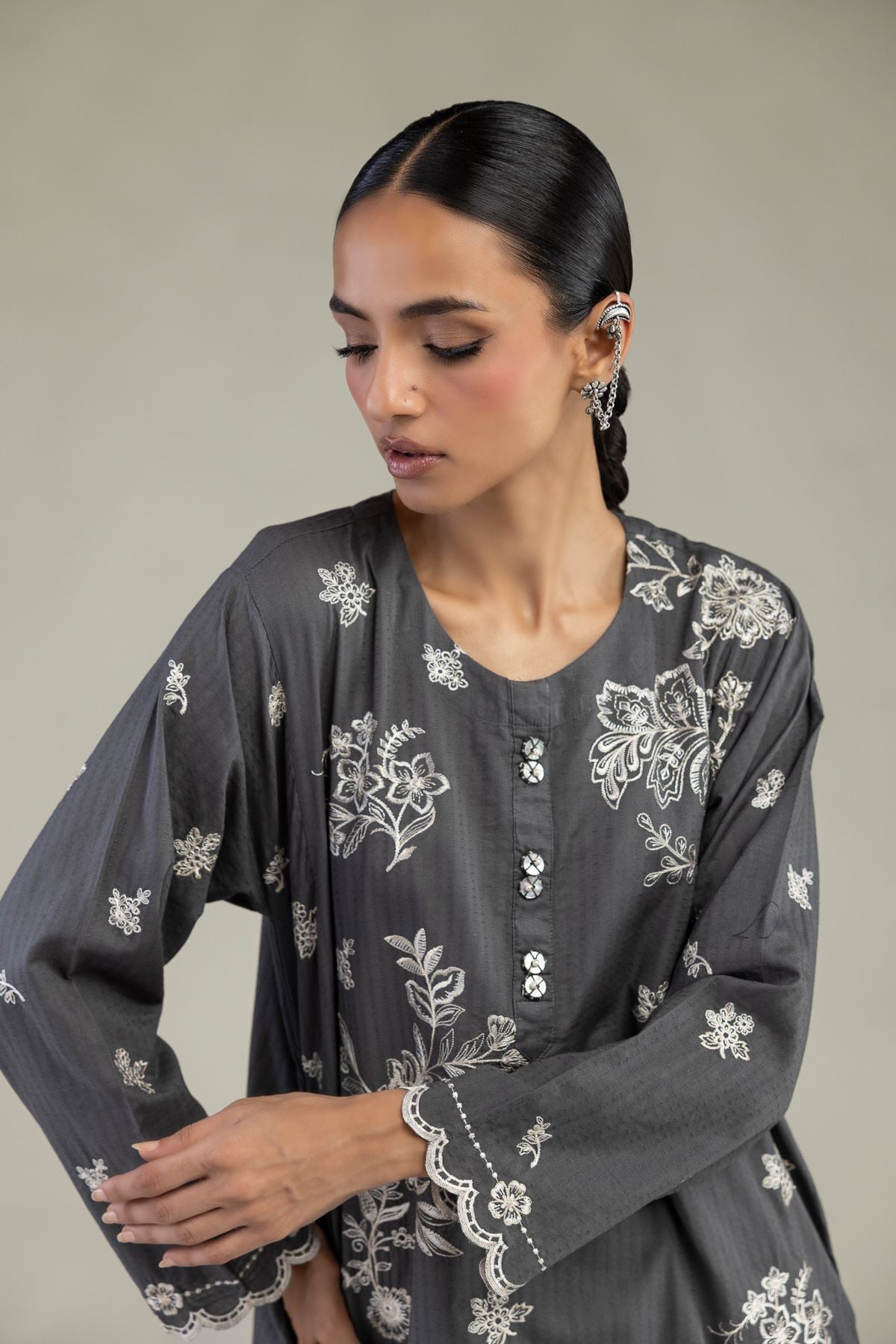 Gray Longline Kurta