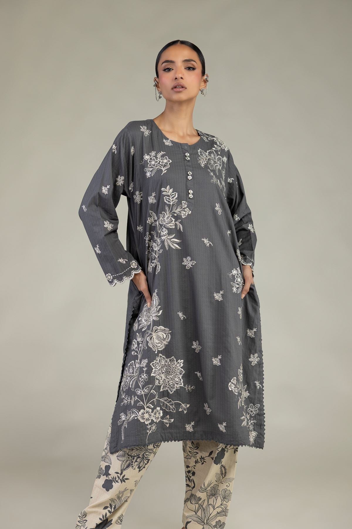 Gray Longline Kurta